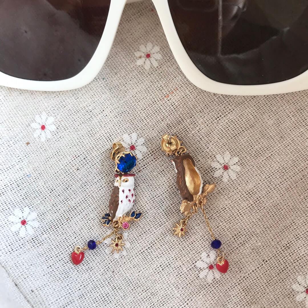 owl love tassel earrings new product of the sen series niche long model eh13168a13