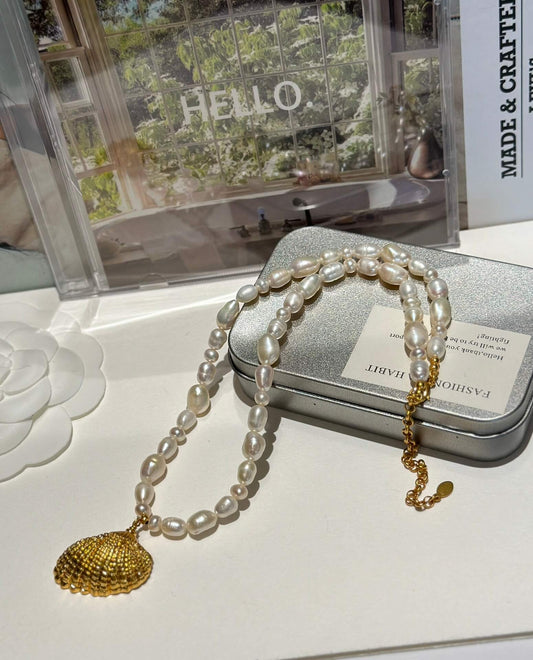 shell pearl trendy niche design medieval necklace xlc13