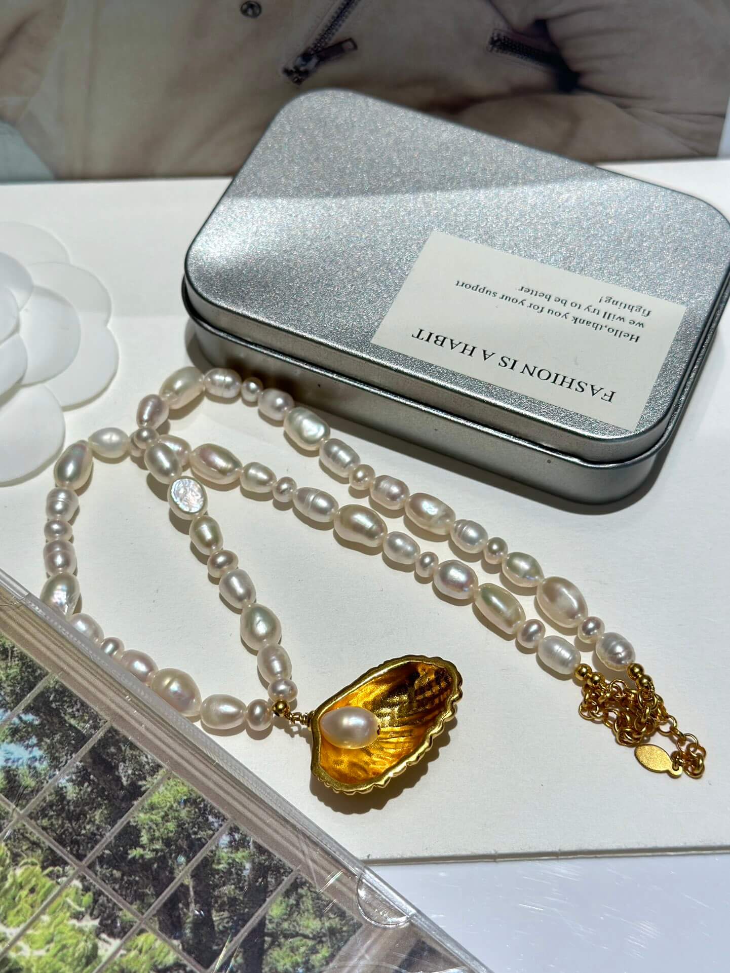 shell pearl trendy niche design medieval necklace xlc13