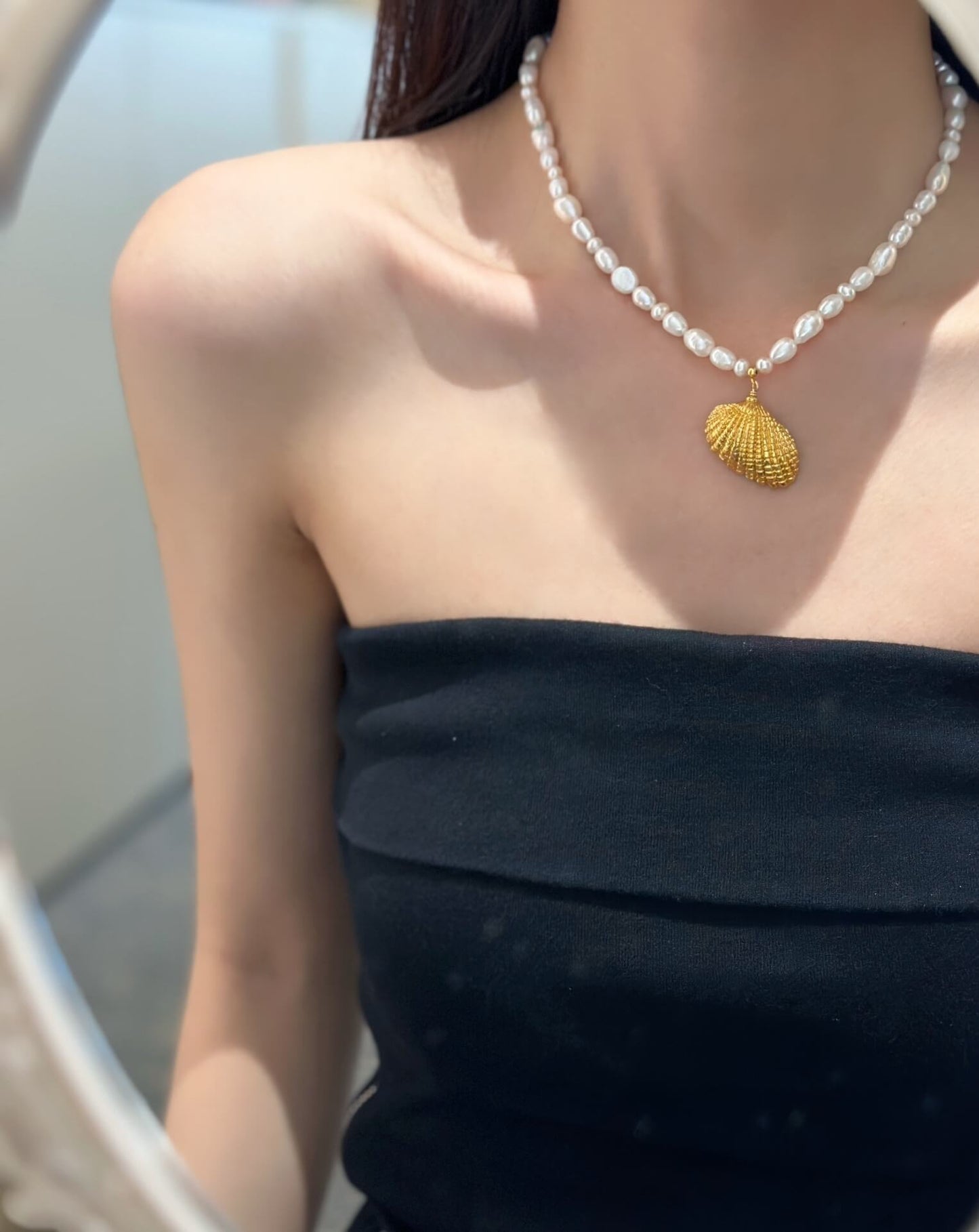 shell pearl trendy niche design medieval necklace xlc13