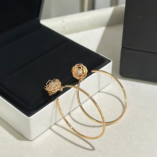 silver ear ring mountain luxury atmosphere exquisite camellia flower glossy earring earrings eh13168a21