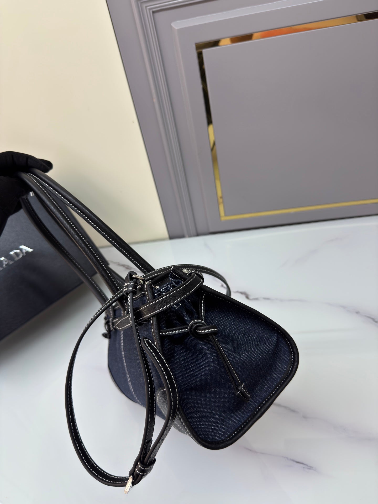 PRA Softlux denim handbag 1BA426 NAVY