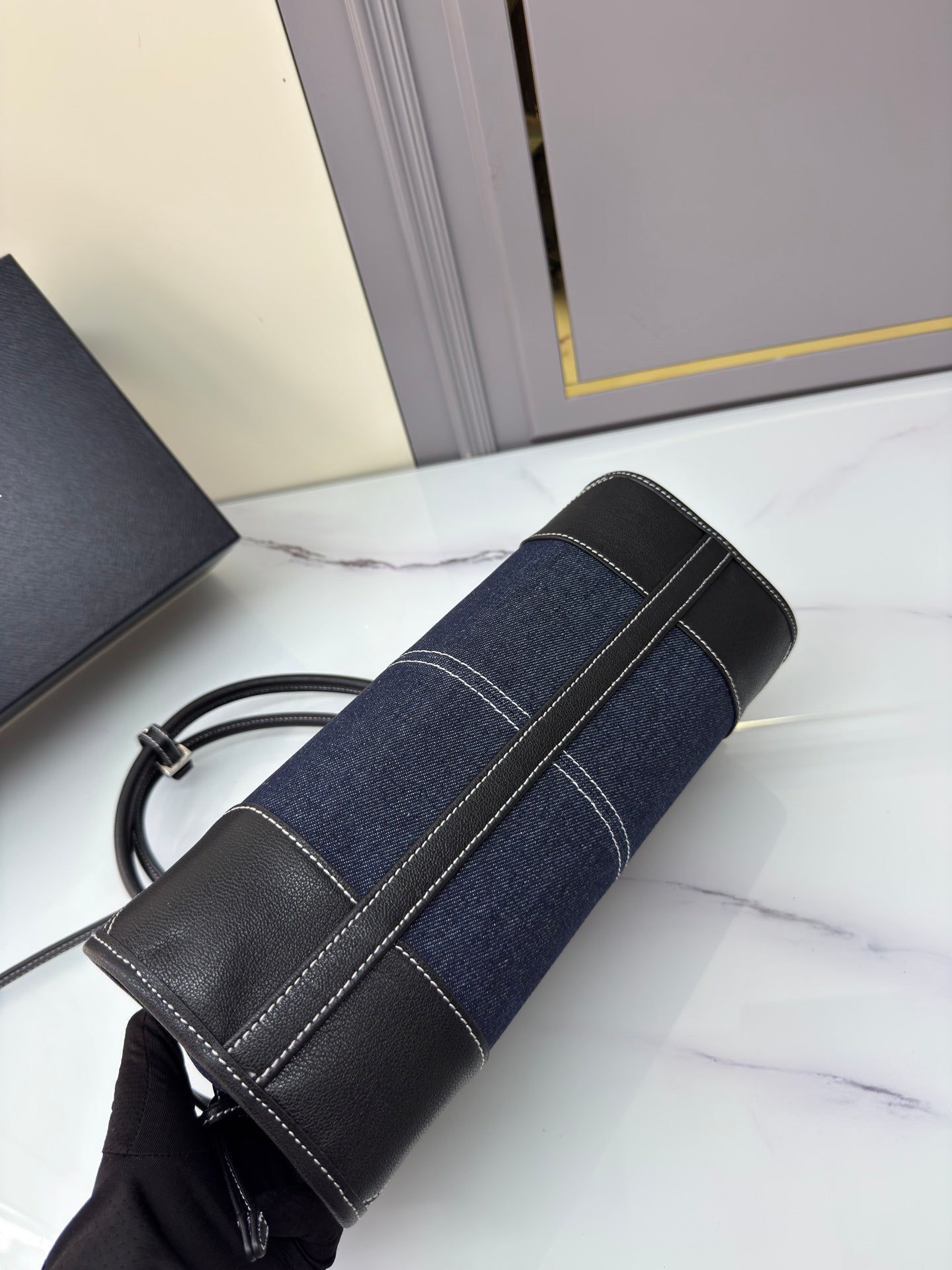 PRA Softlux denim handbag 1BA426 NAVY