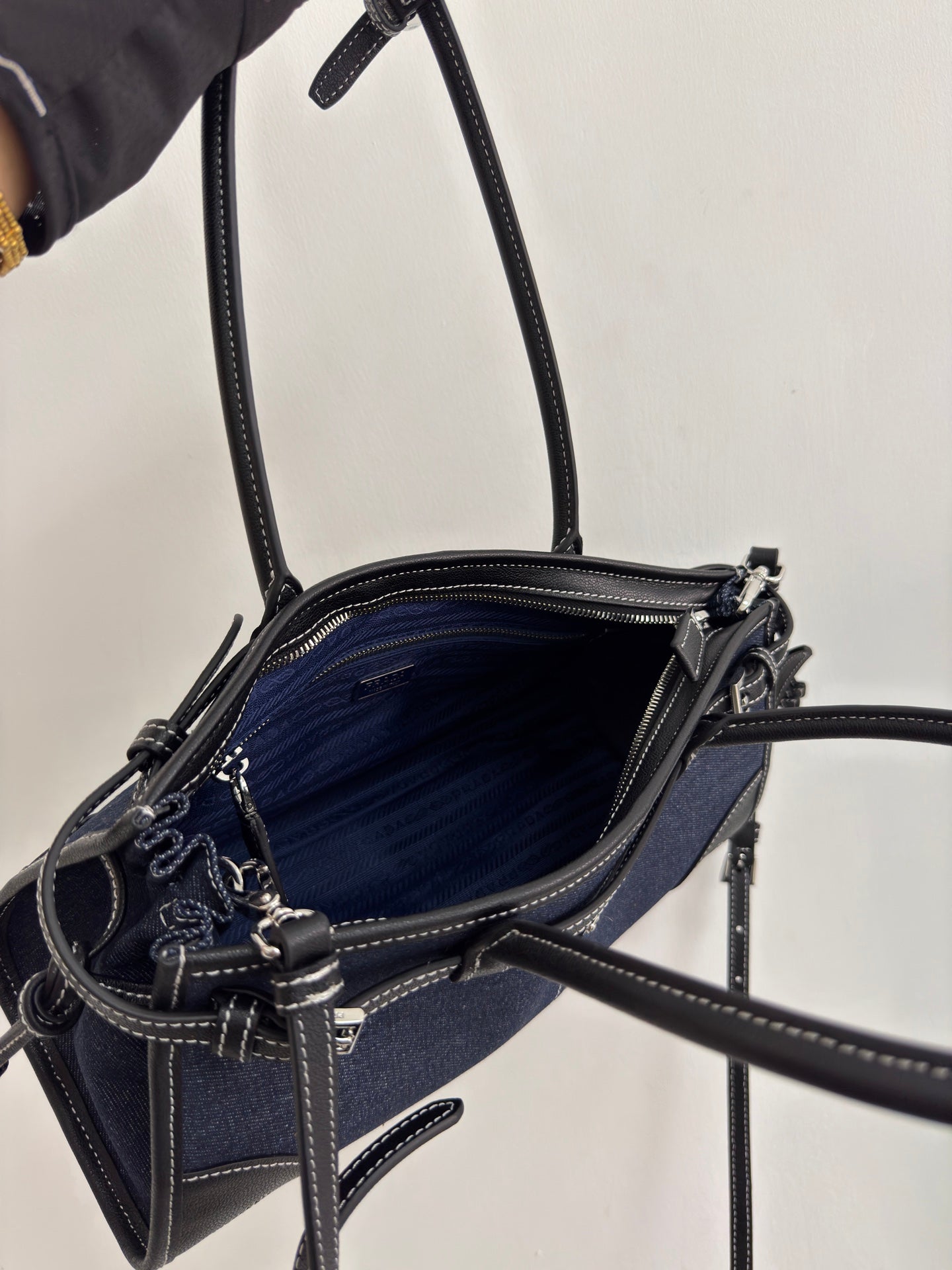 PRA Softlux denim handbag 1BA426 NAVY