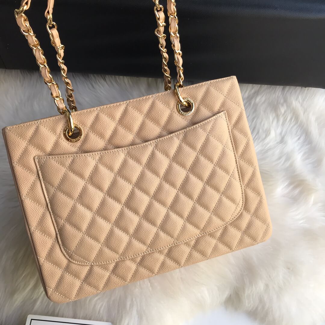 cha tote bag apricot caviar gold hardwre 50995