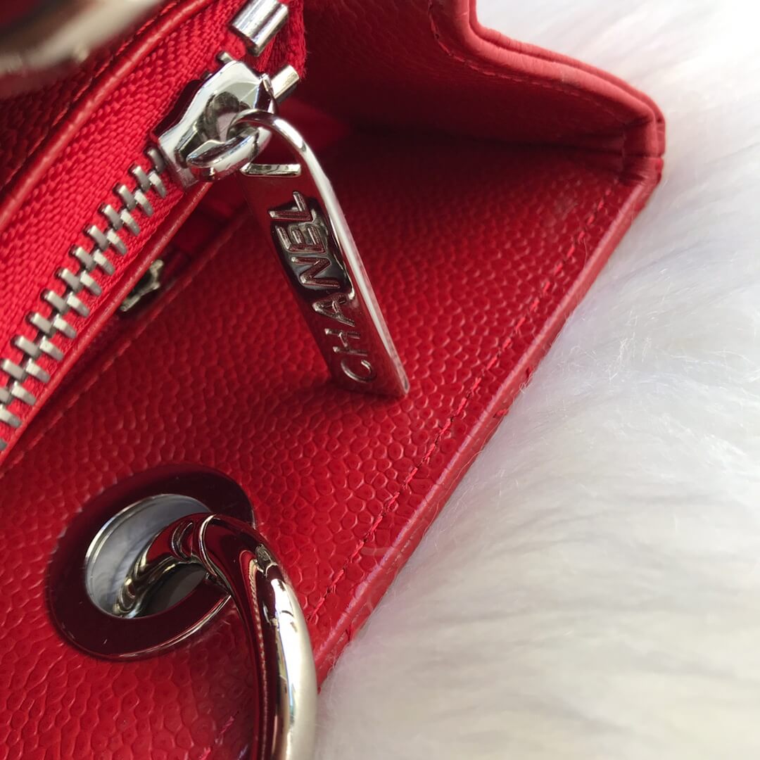 cha tote bag red caviar silver hardwre 50995