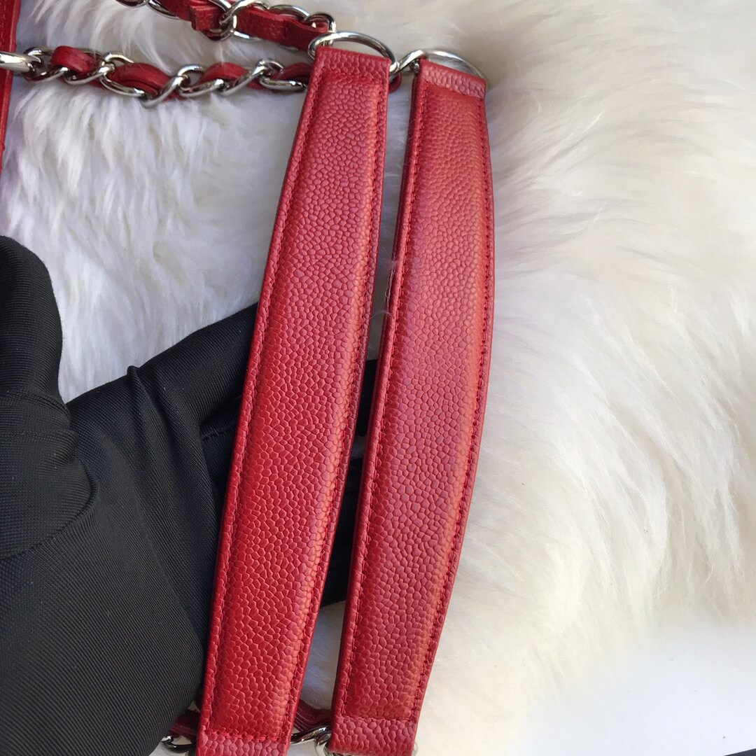 cha tote bag red caviar silver hardwre 50995