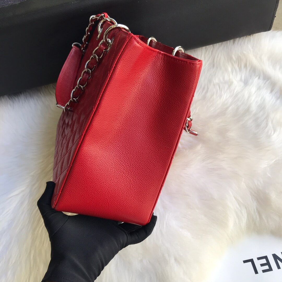 cha tote bag red caviar silver hardwre 50995