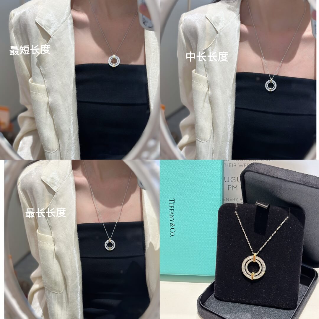 tiffany double perfect diamond hollow round necklace high quality xlc20