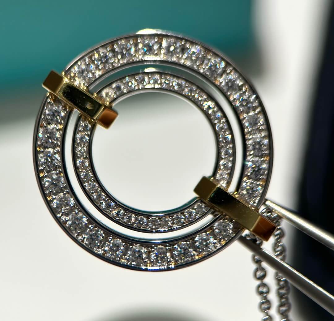 tiffany double perfect diamond hollow round necklace high quality xlc20