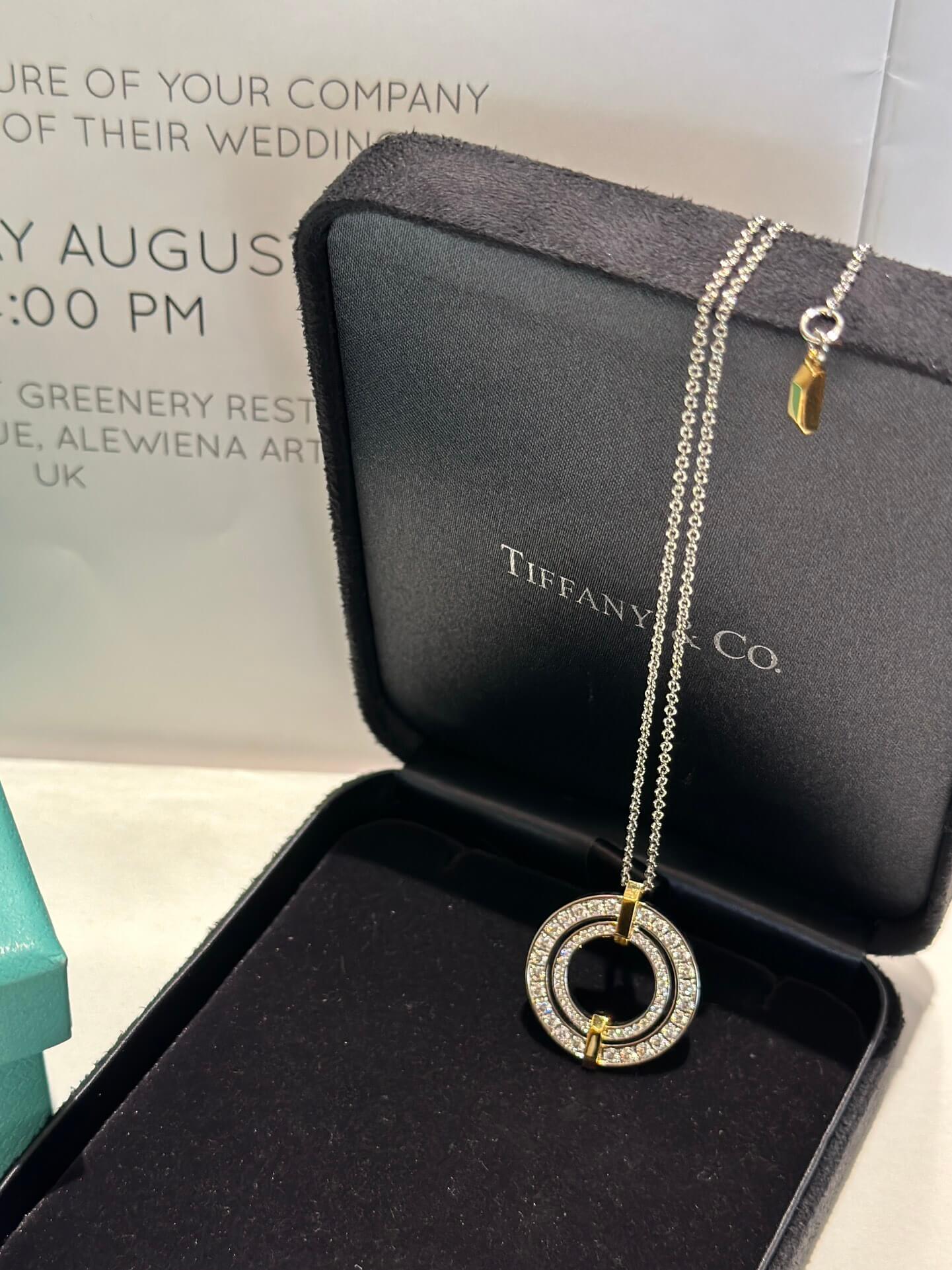 tiffany double perfect diamond hollow round necklace high quality xlc20