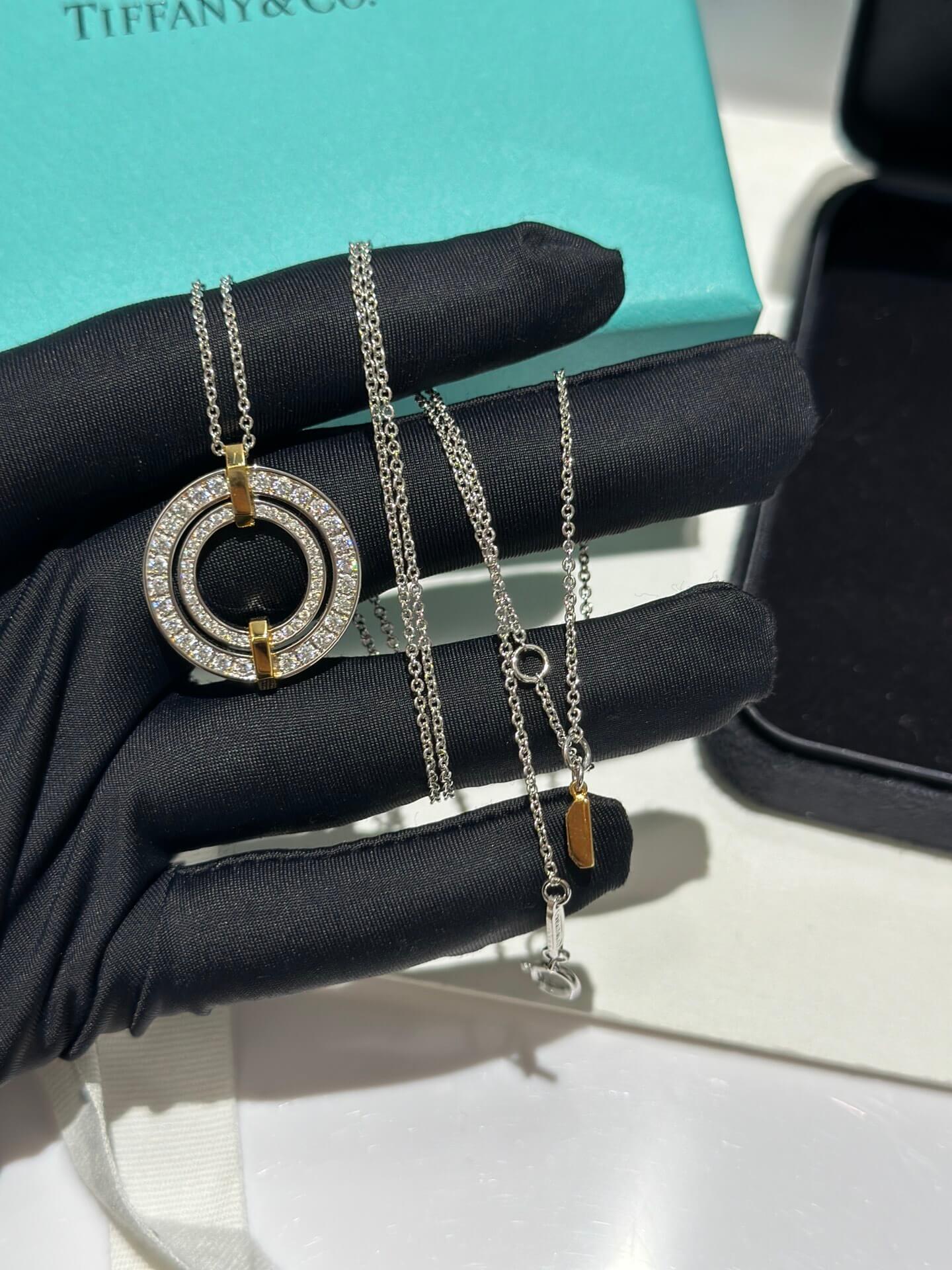 tiffany double perfect diamond hollow round necklace high quality xlc20