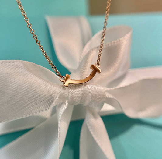 tiffany mini smiley face light luxury high end collarbone chain diamond necklace xlc26