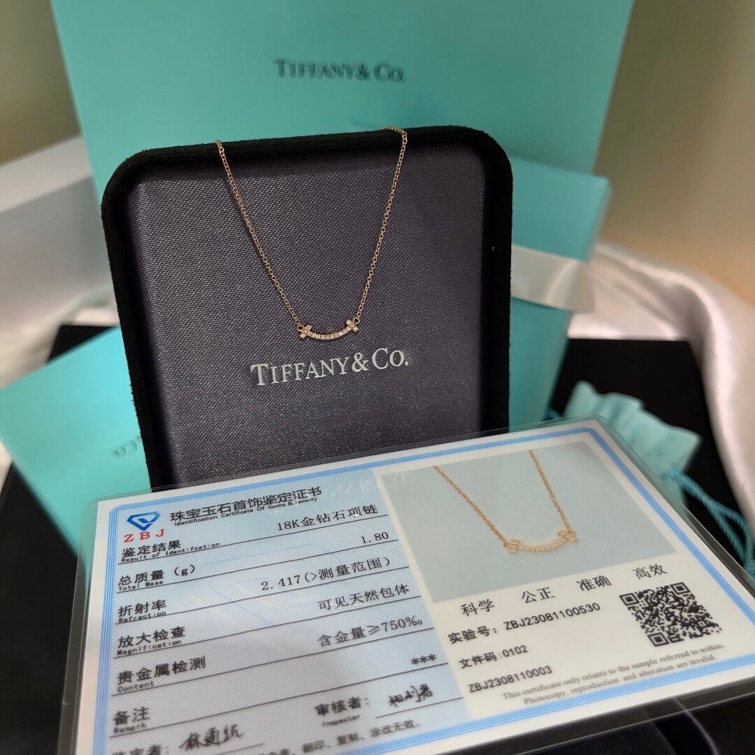 tiffany mini smiley face light luxury high end collarbone chain diamond necklace xlc26