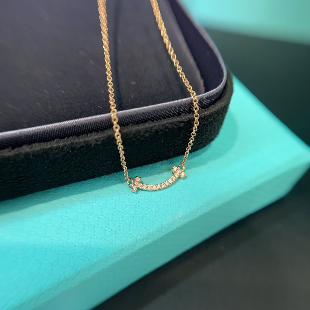 tiffany mini smiley face light luxury high end collarbone chain diamond necklace xlc26
