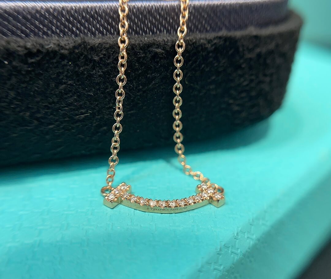 tiffany mini smiley face light luxury high end collarbone chain diamond necklace xlc26