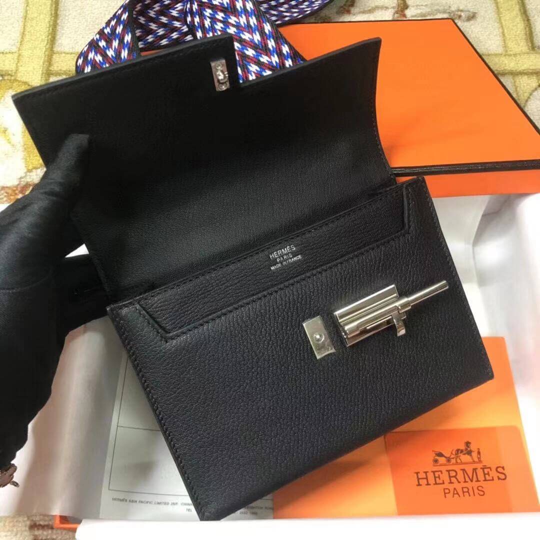 verrou mini 89 black shoulder bag wax thread goat skin full handmade
