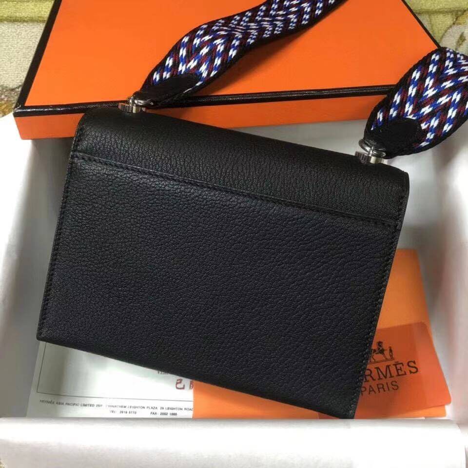 verrou mini 89 black shoulder bag wax thread goat skin full handmade