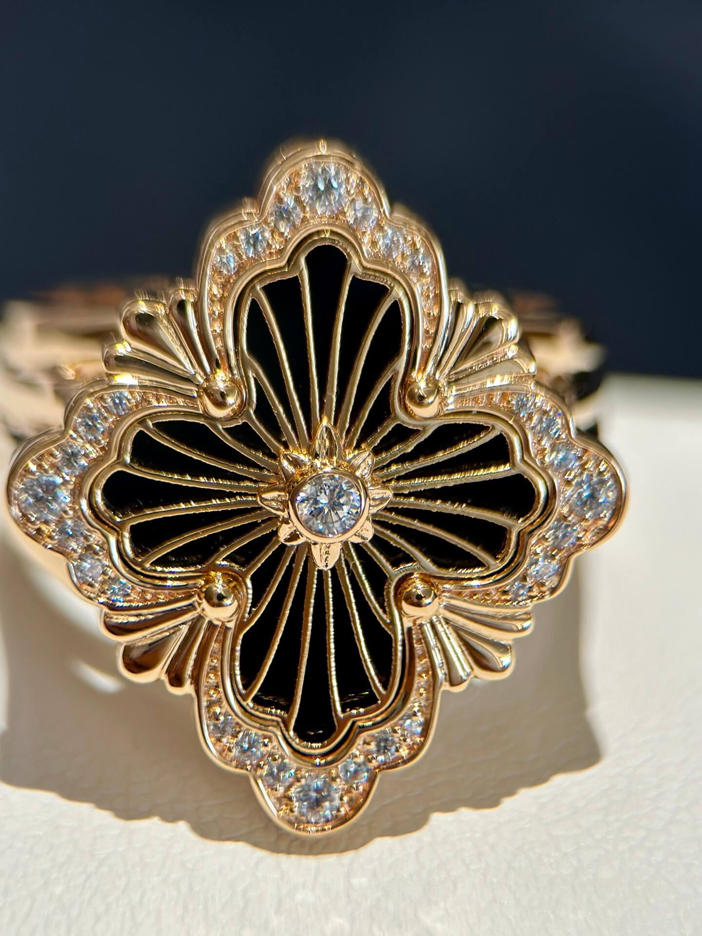 vintage palace style brushed four leaf grass diamond agate malachite ring jzc3