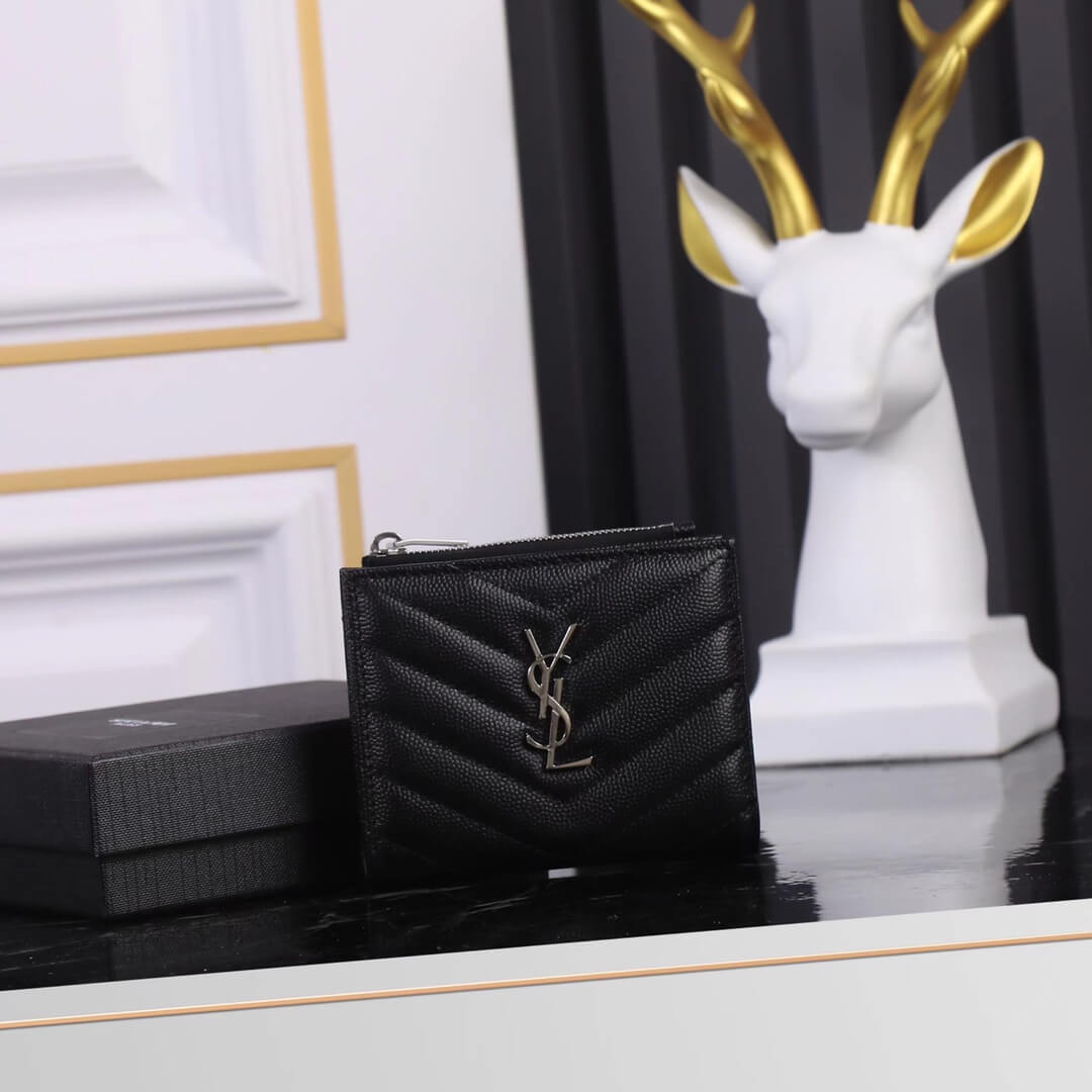ys l517045 wallet black metallic silver leather free shipping µĸ±±¾