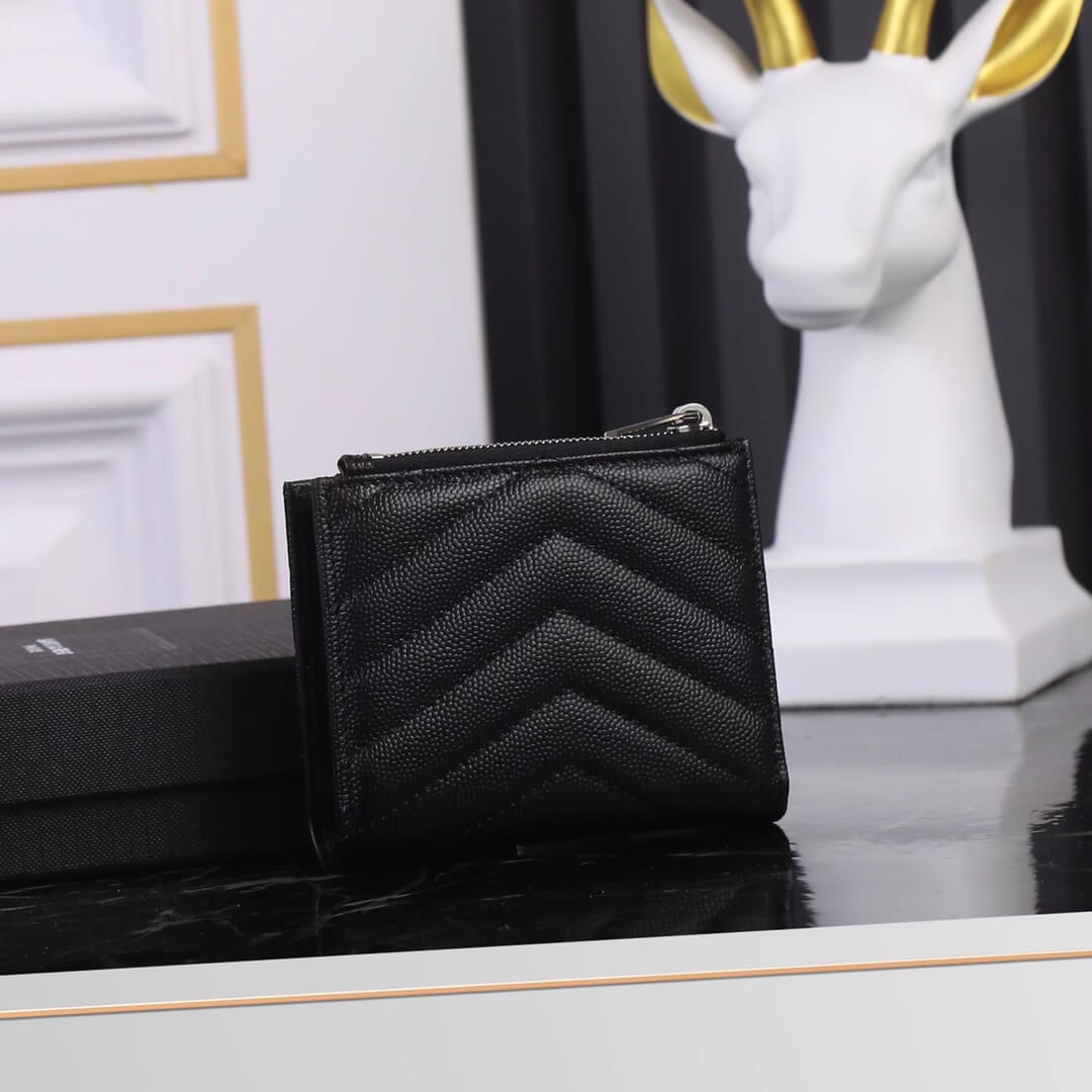 ys l517045 wallet black metallic silver leather free shipping µĸ±±¾