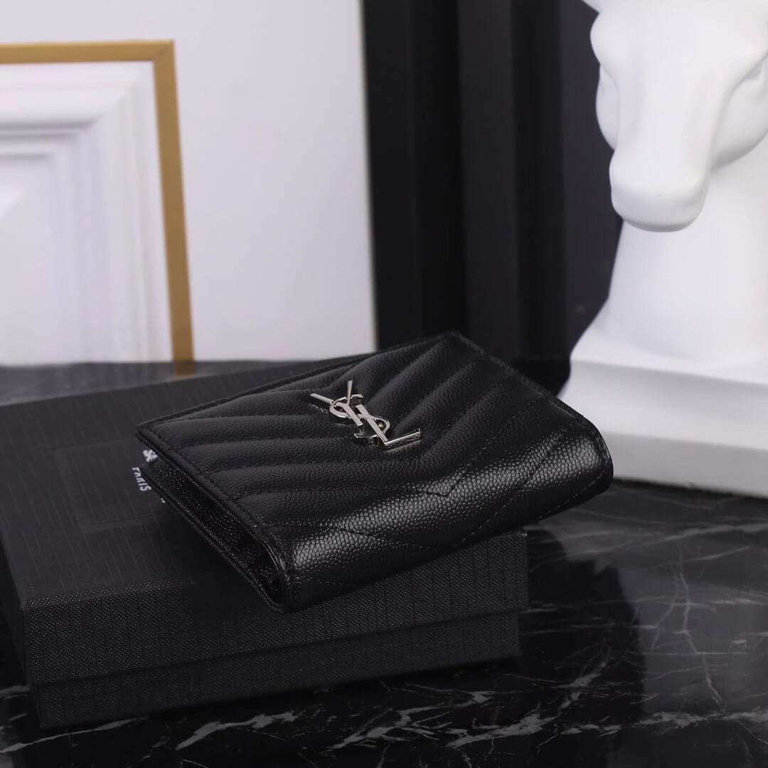 ys l517045 wallet black metallic silver leather free shipping µĸ±±¾