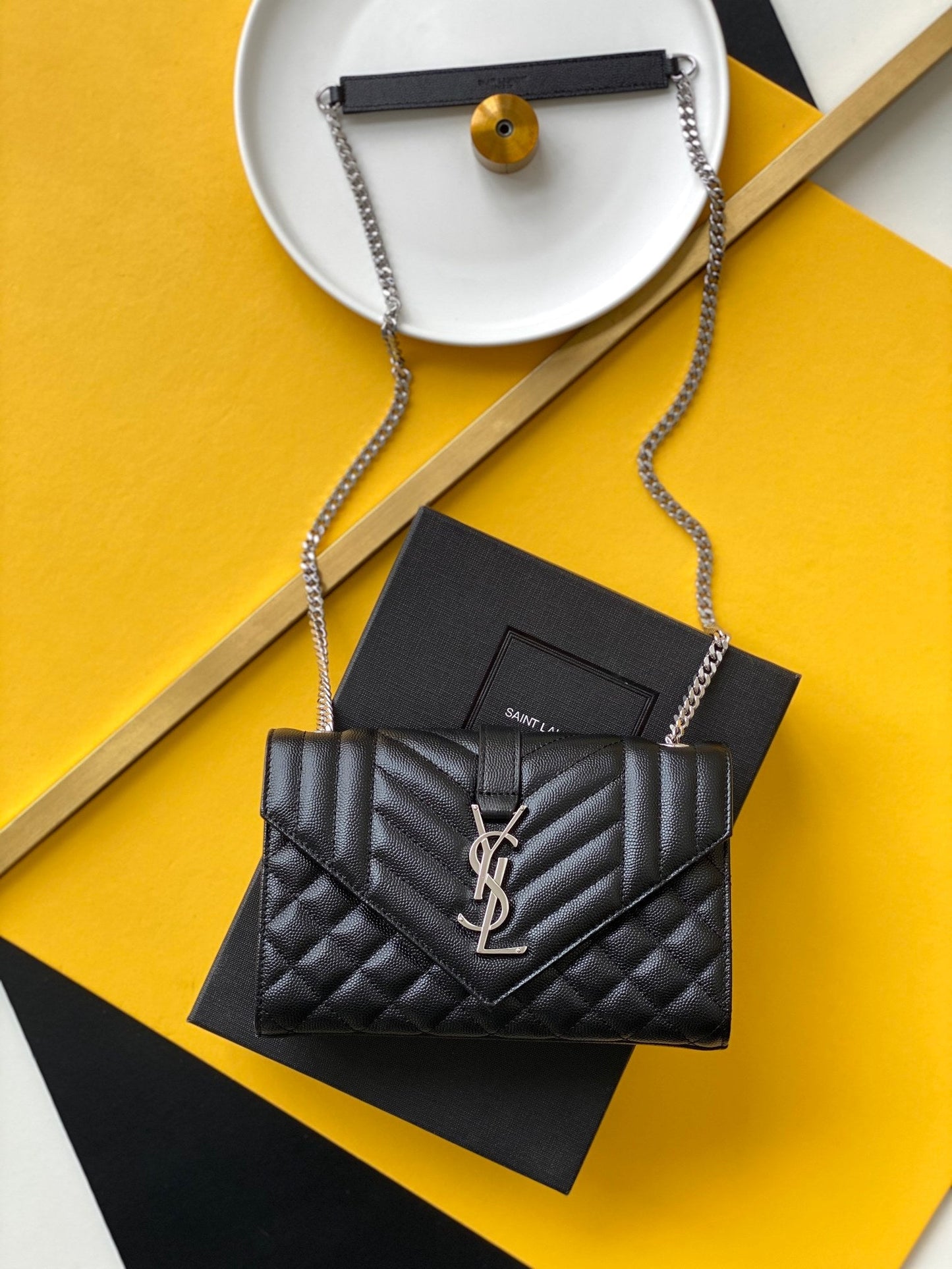 ysl crossbody shoulder bag black and silver hardware