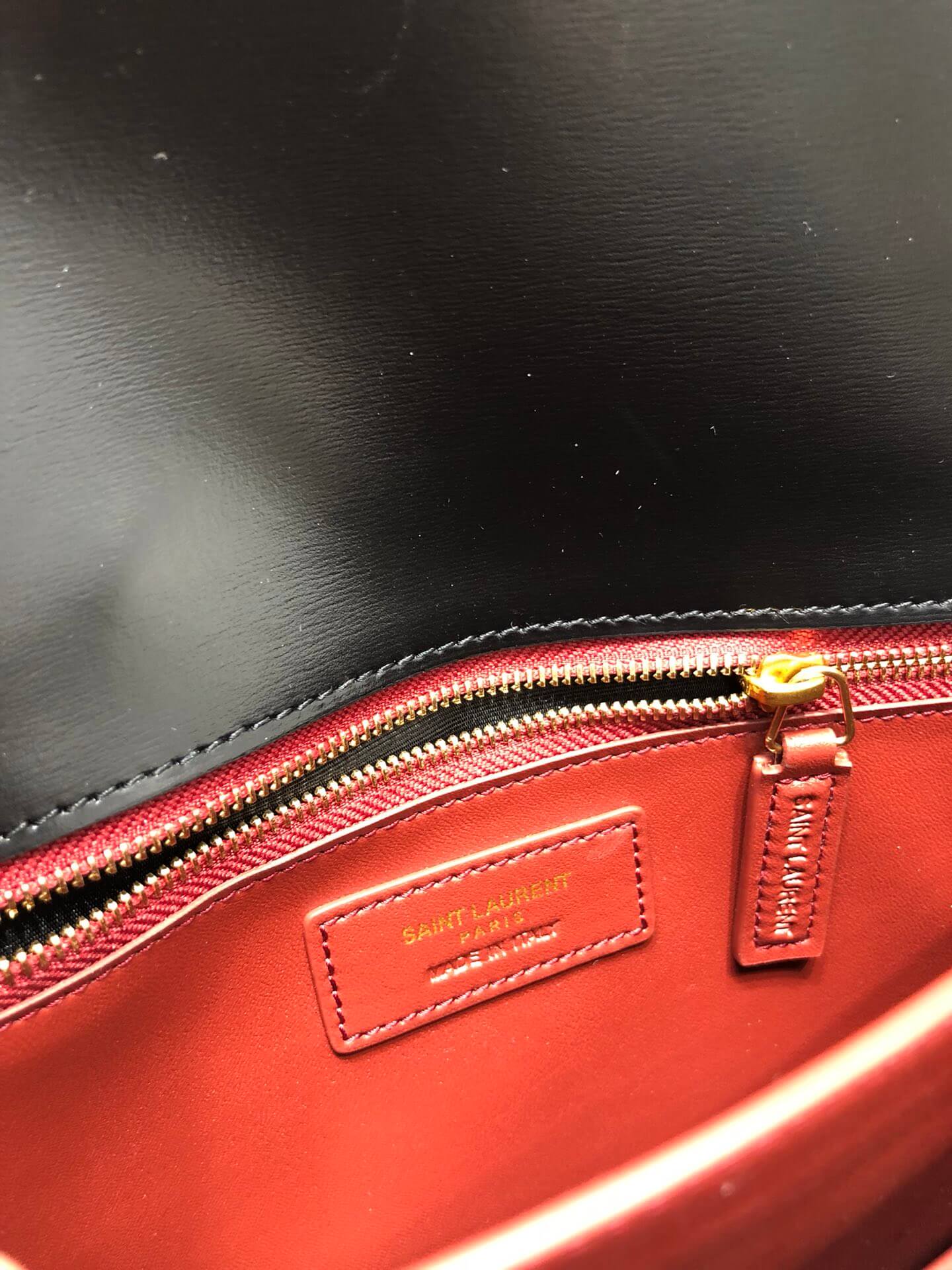 ysl 532750 black cassandra medium chain bag in smooth leather