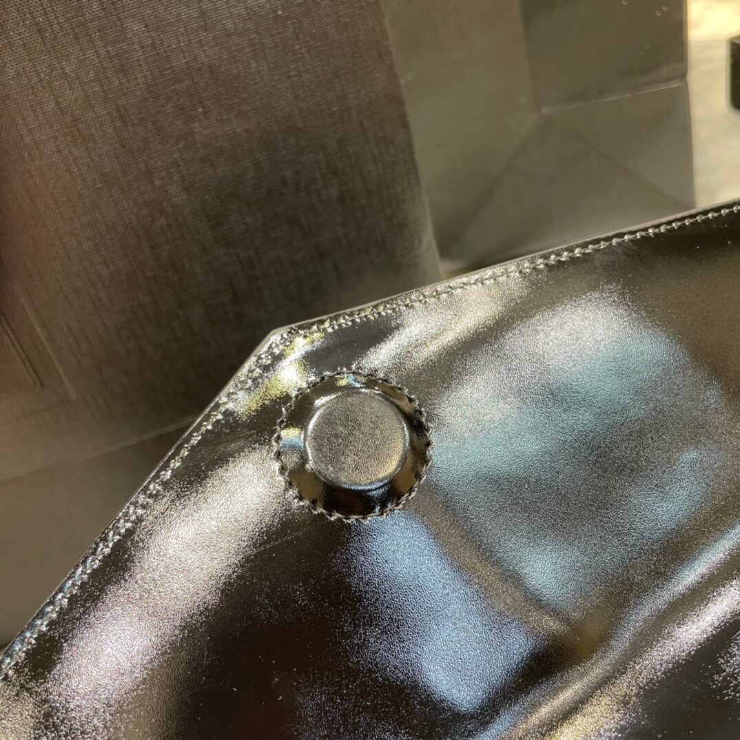 ys l 565739 clutch bag black plain shiny real leather free shipping