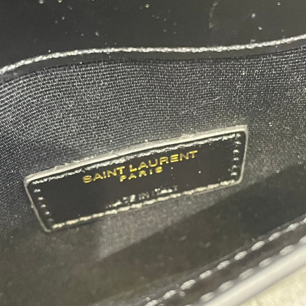 ys l 565739 clutch bag black plain shiny real leather free shipping