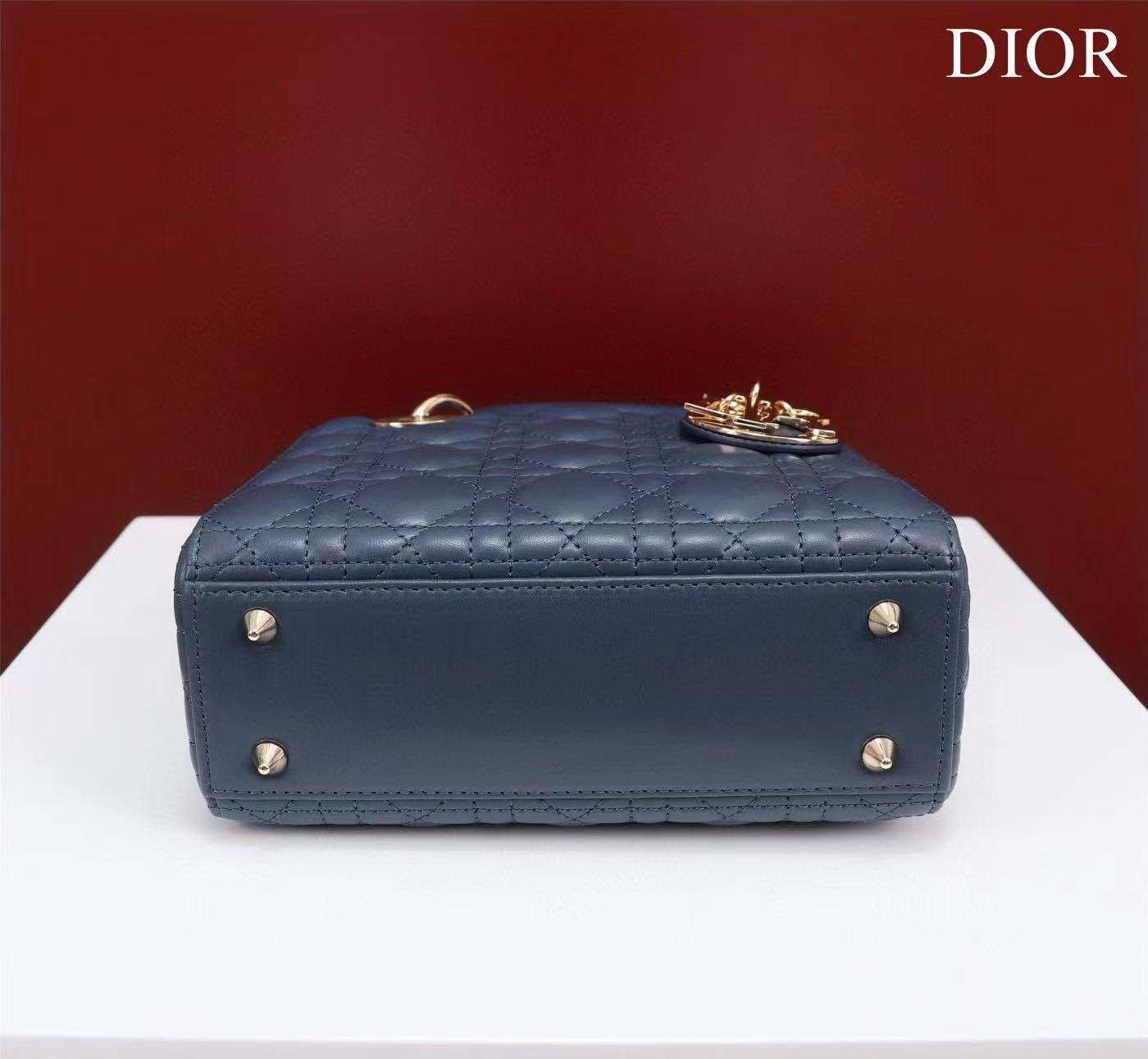 Small Lady Dior My ABCDior Bag Deep Ocean Blue Cannage Lambskin M66B