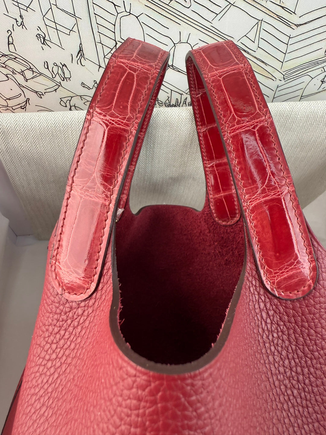 Hermes Picotin 18 Touch Crocodile Bordeaux Gold Hardware HM18T22