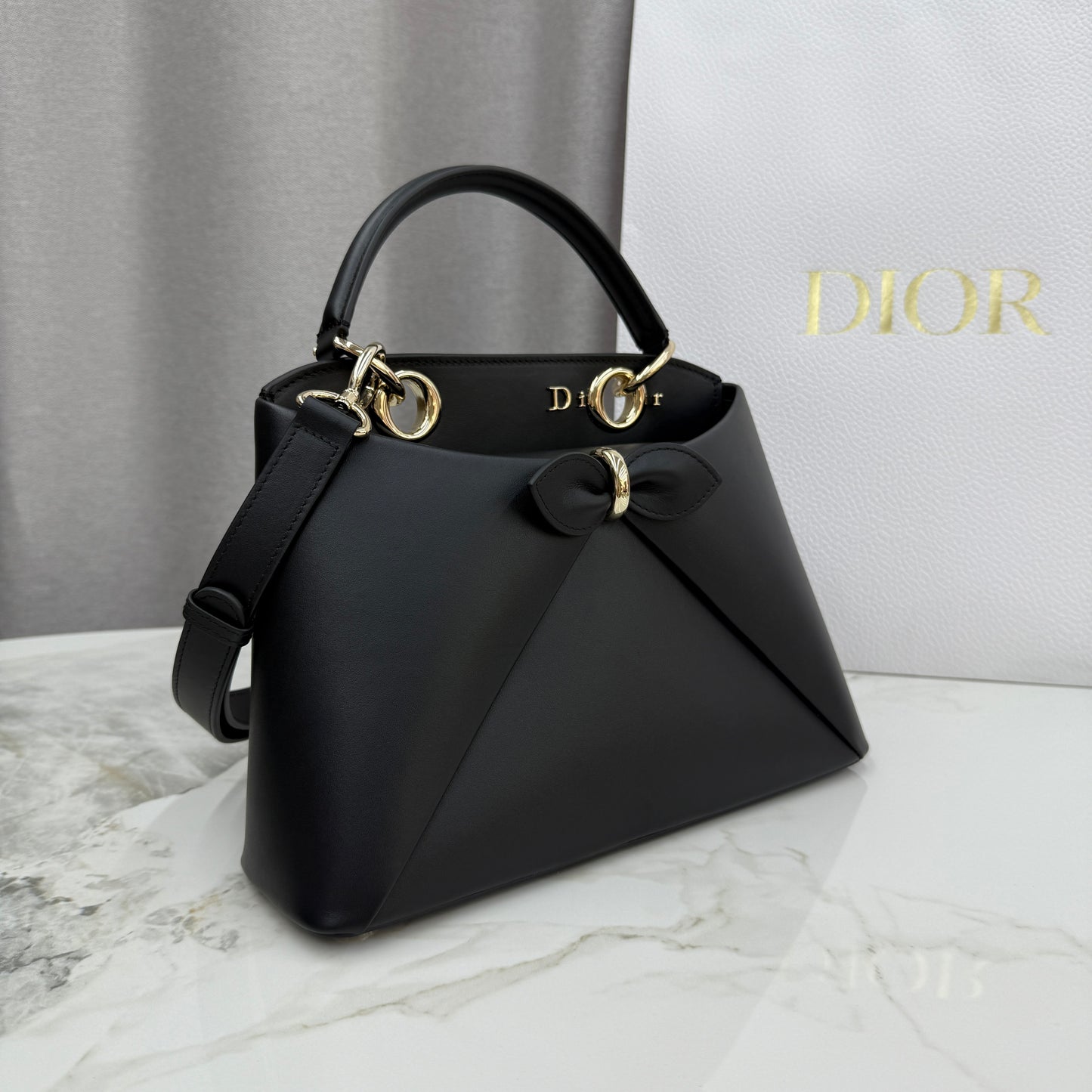 Dior Bow Tote Black Gold Hardware DO0737 - Image 2