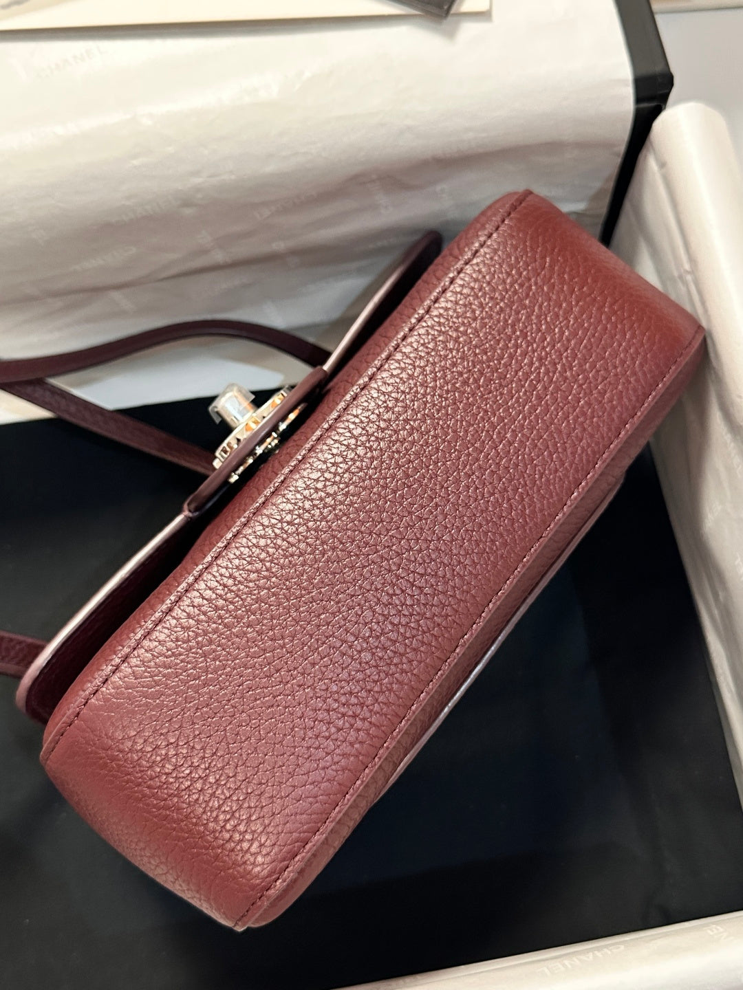 Chanel Maxi Flap Bag Wine Red Gold Hardware AS6573