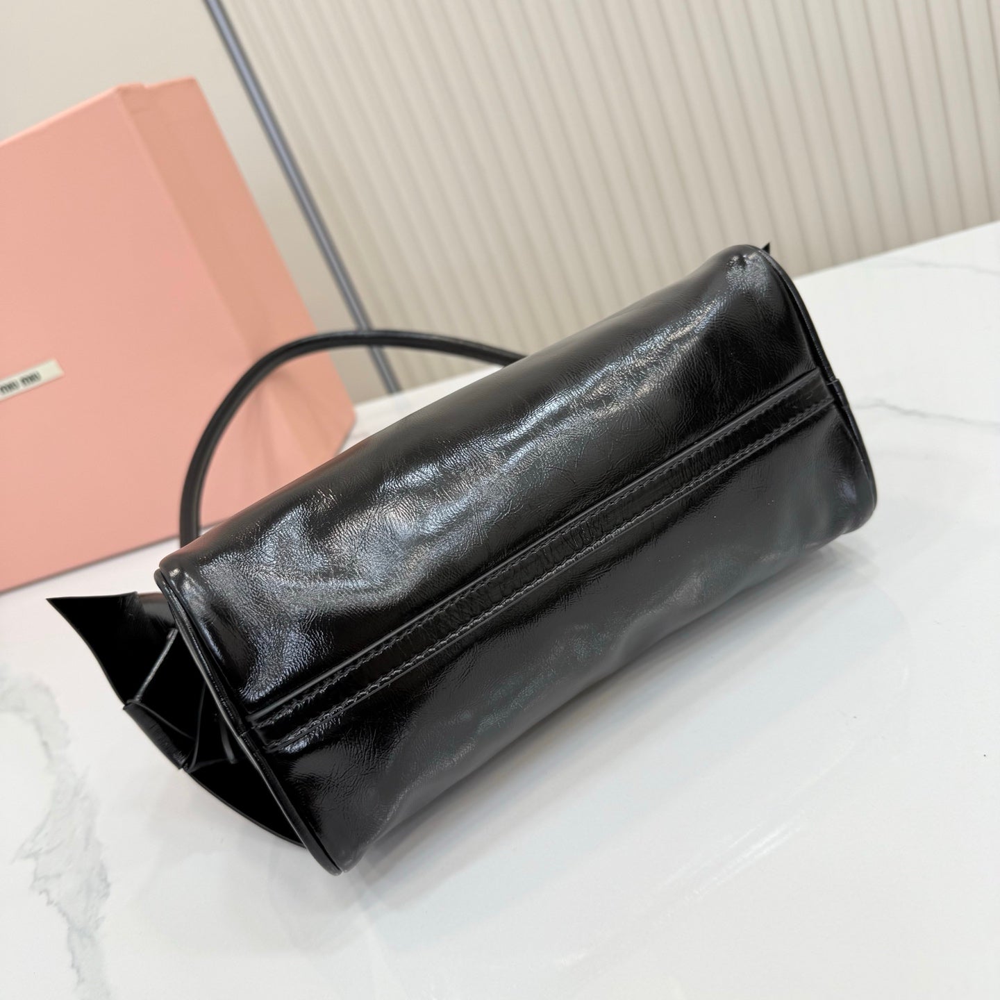 Miu Miu Classic Shoulder Bag Black Patent Leather 5NE029