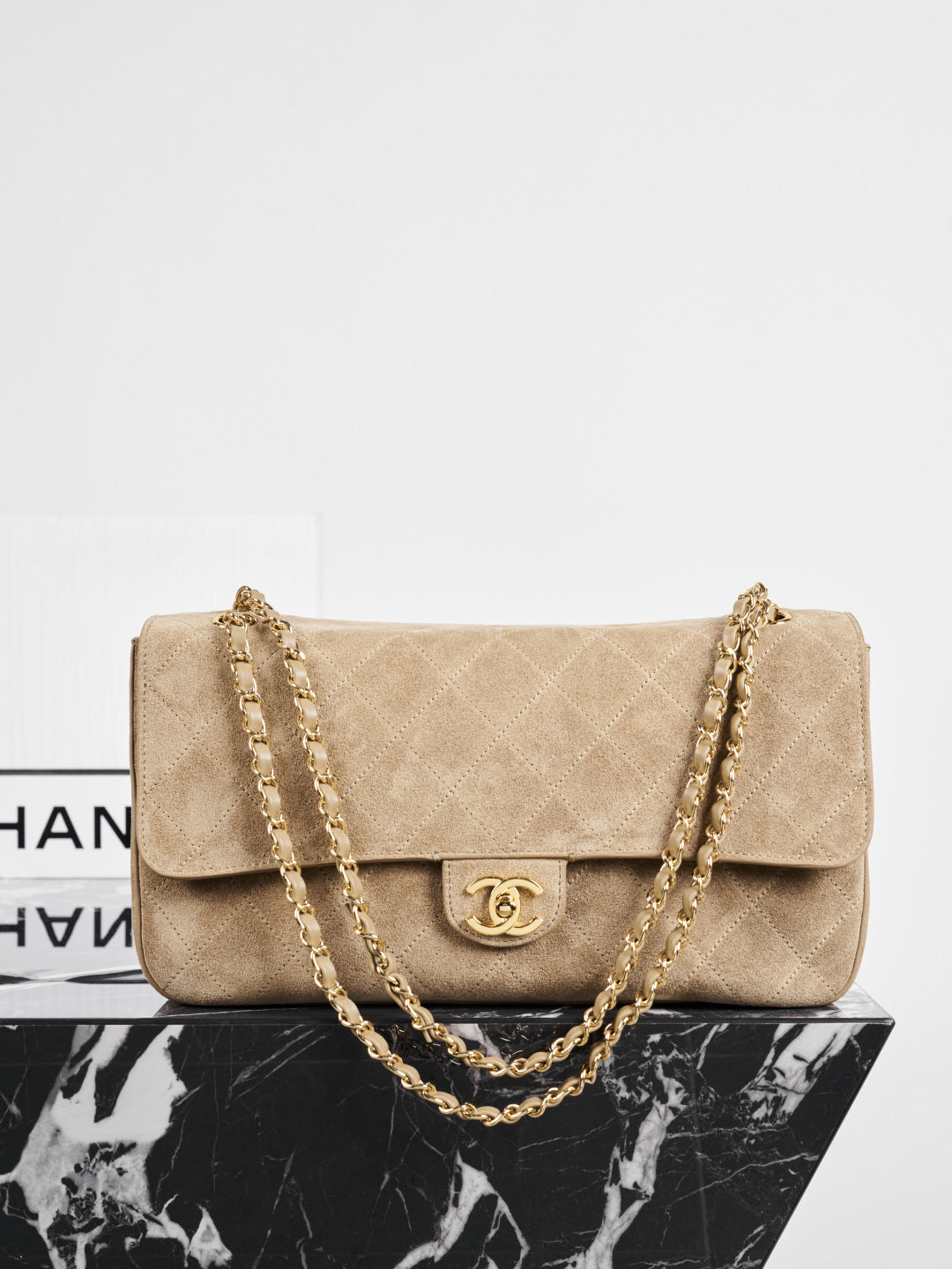 Chanel Maxi Flap Dark Beige Suede - Image 4