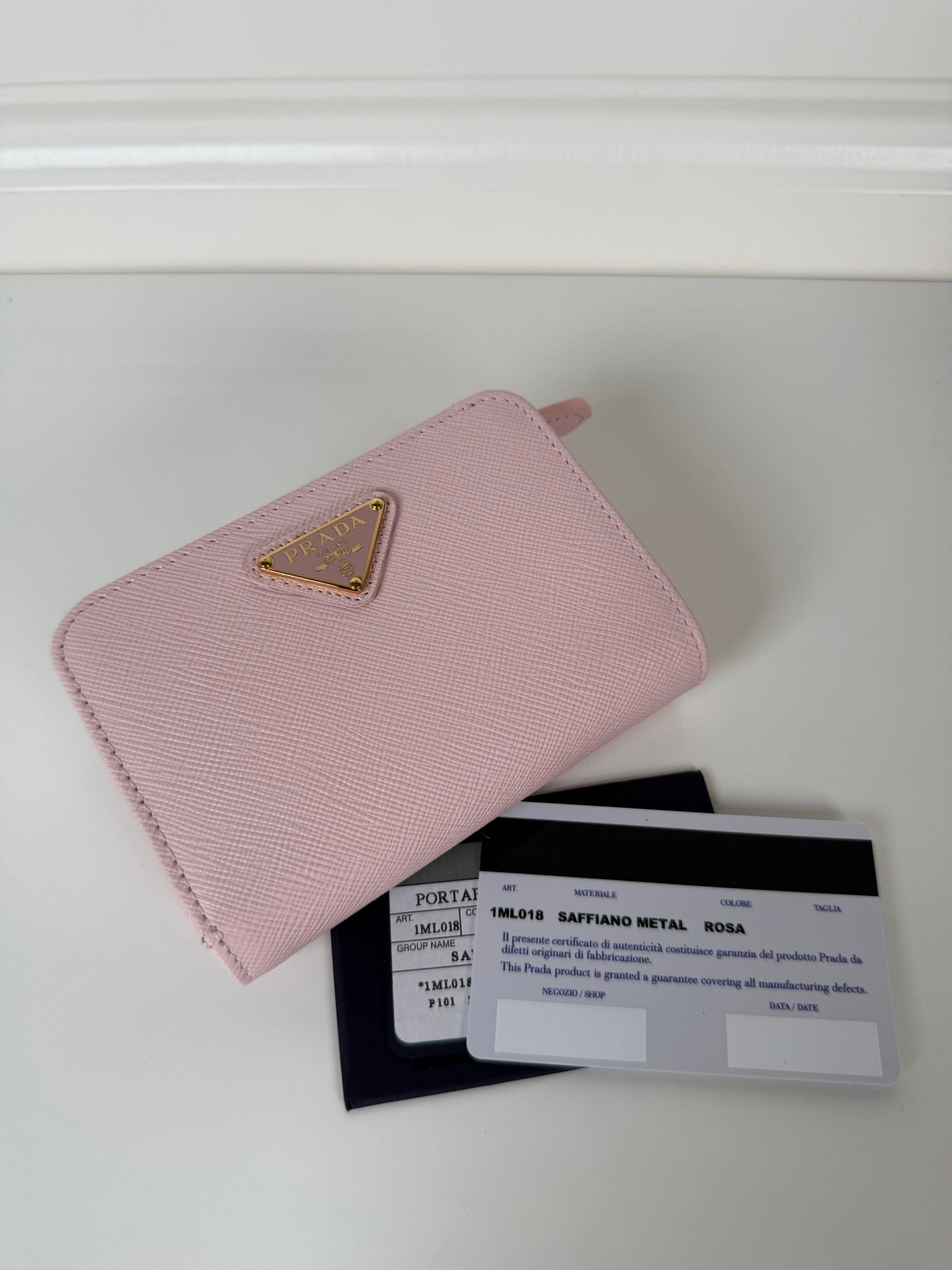 Prada Saffiano Leather Short Wallet Pink 1ML018 - View 6