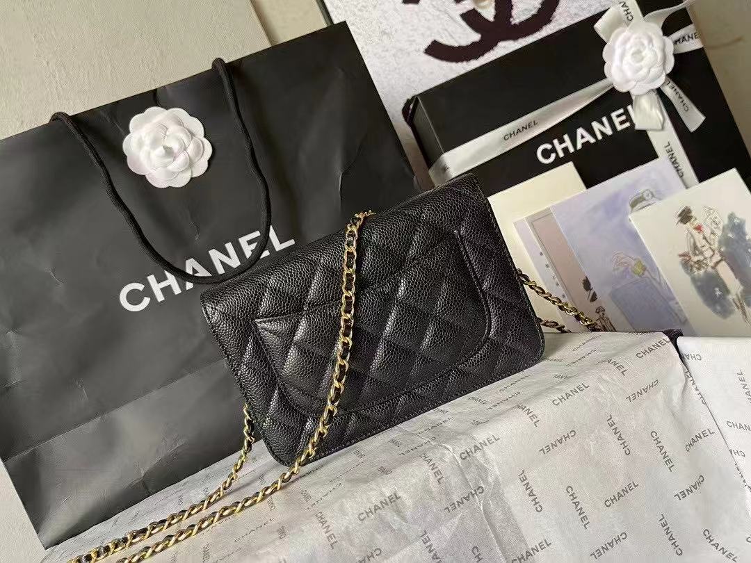 Chanel caviar clossbody bags  black CF WOC 0250