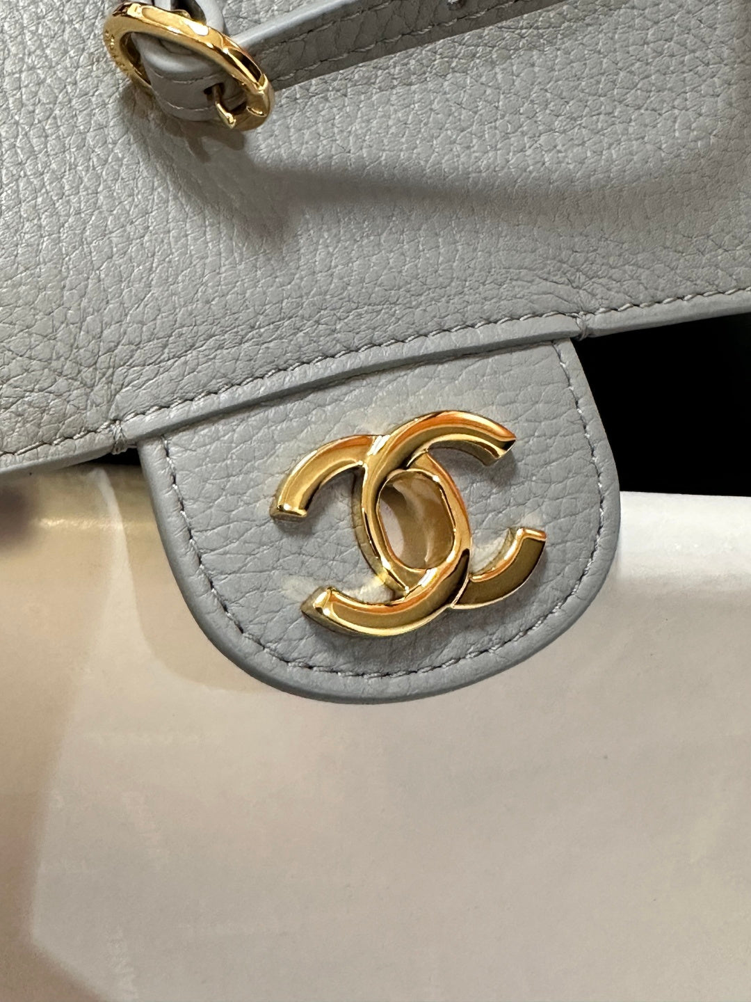 Chanel Maxi Flap Bag Grey Gold Hardware AS6573