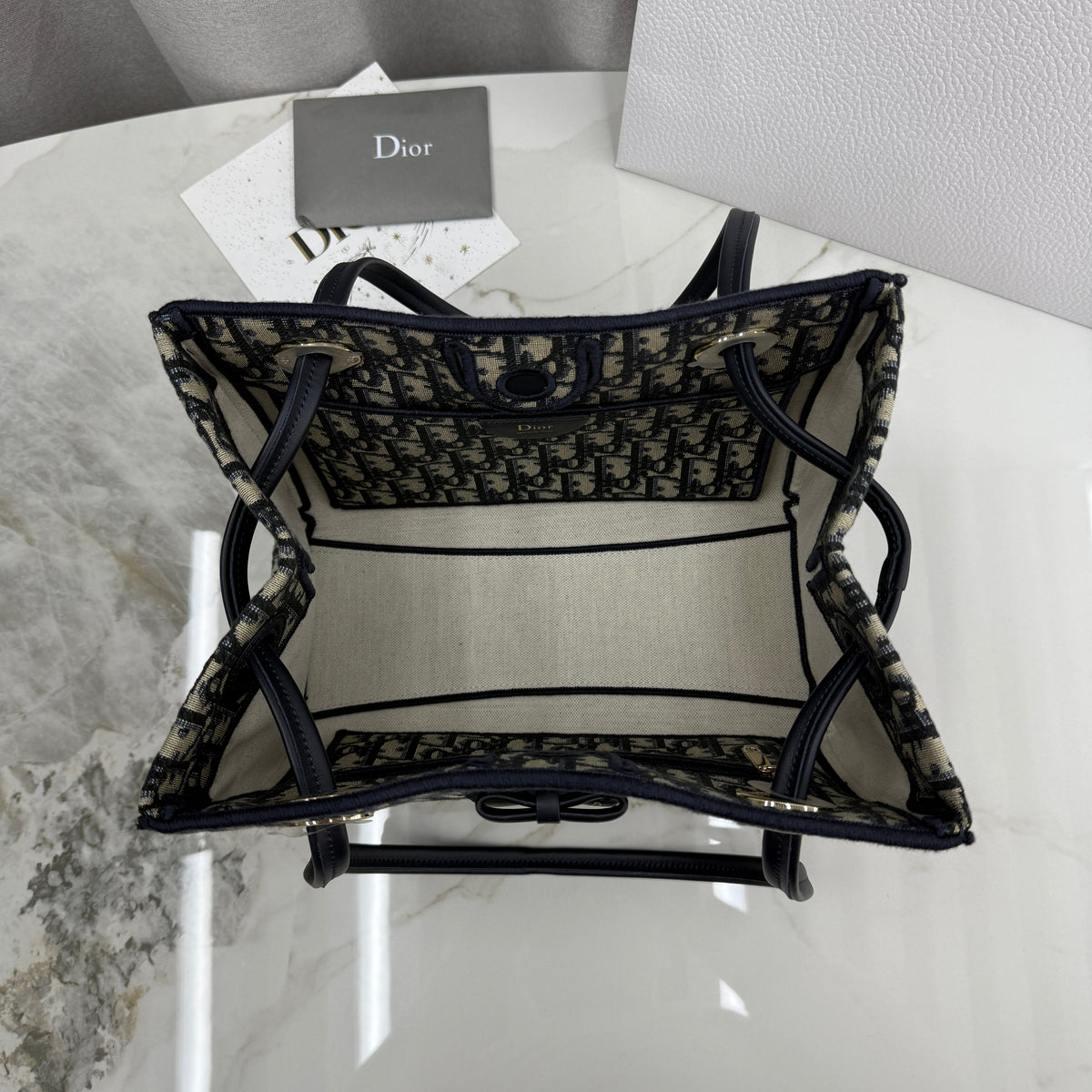 Dior Small Promenade Shopping Bag Blue Canvas M1410