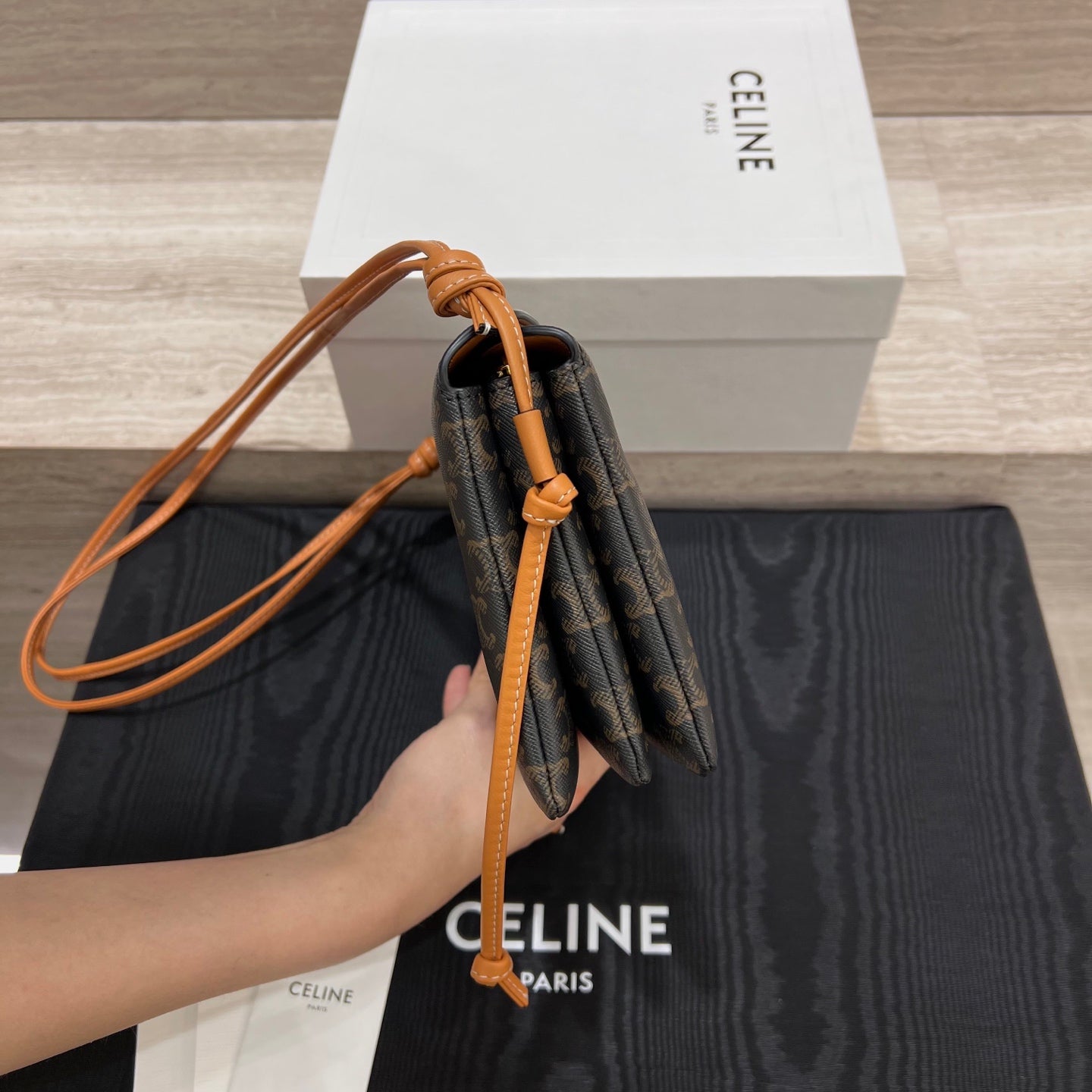 Celine Trio Flap Shoulder Bag 10863N - View 3