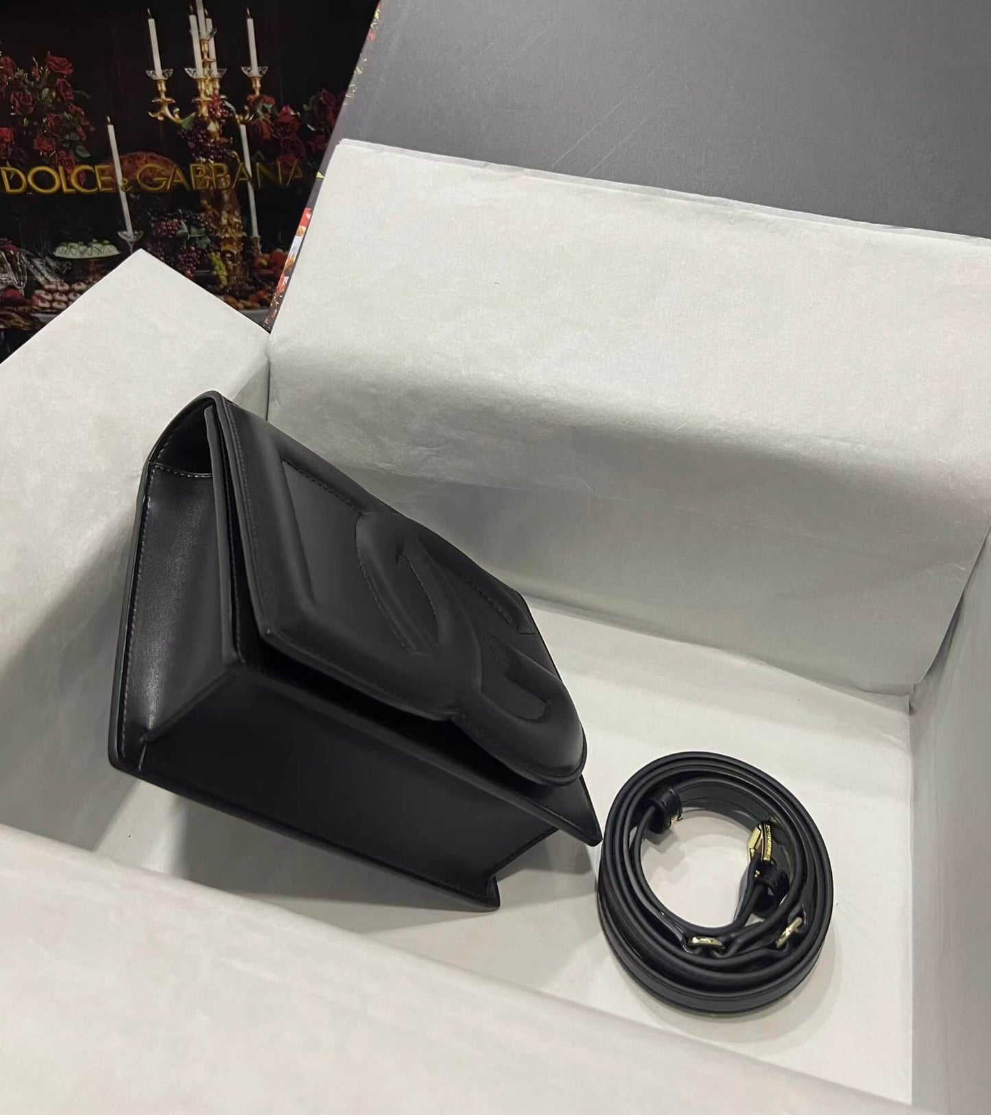 1b017 230226 dg black cowhide leather shoulder bag sling cross body bag