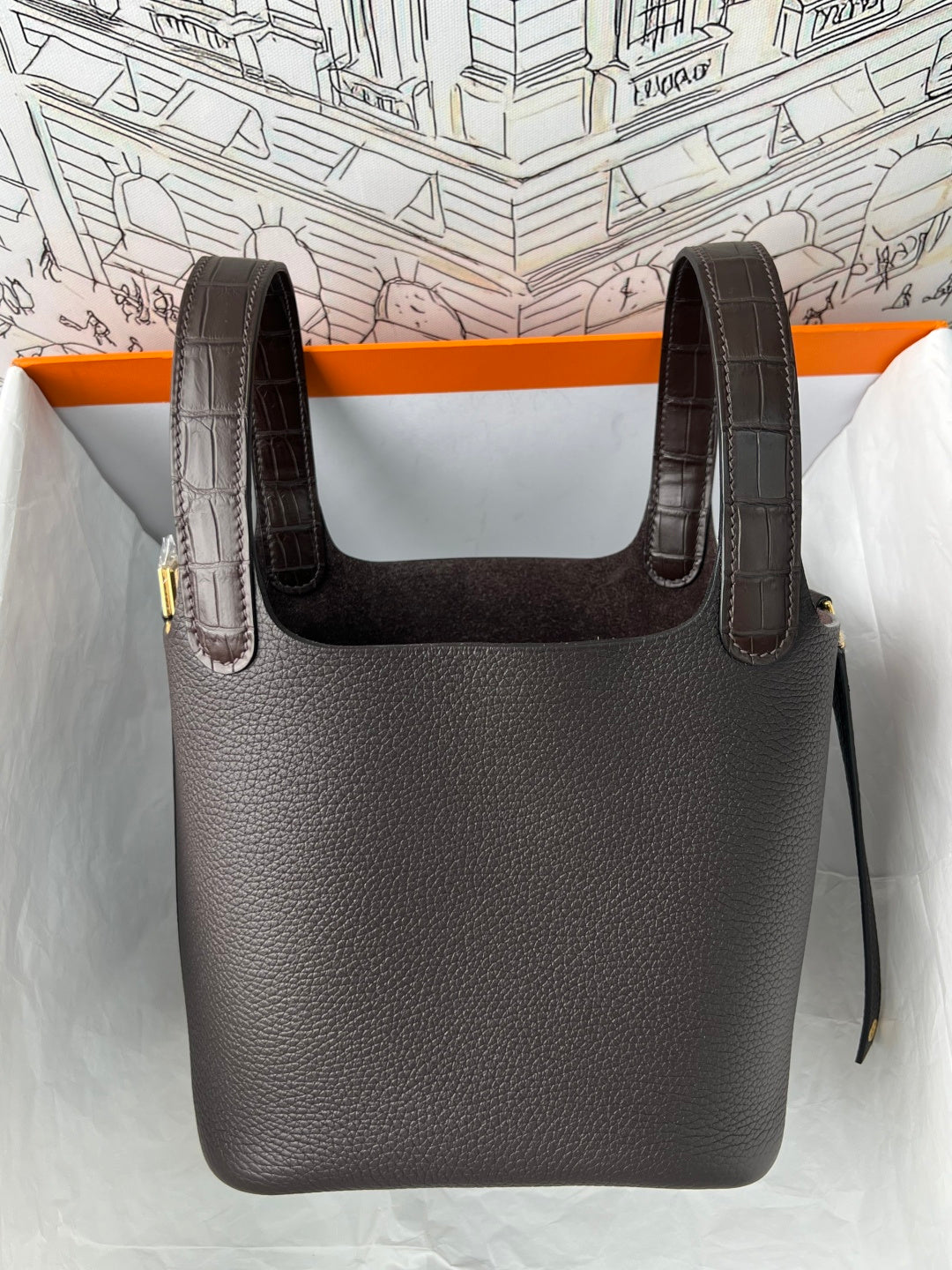 Hermes Picotin 18 Touch Crocodile Ebony Gold Hardware HM18T22
