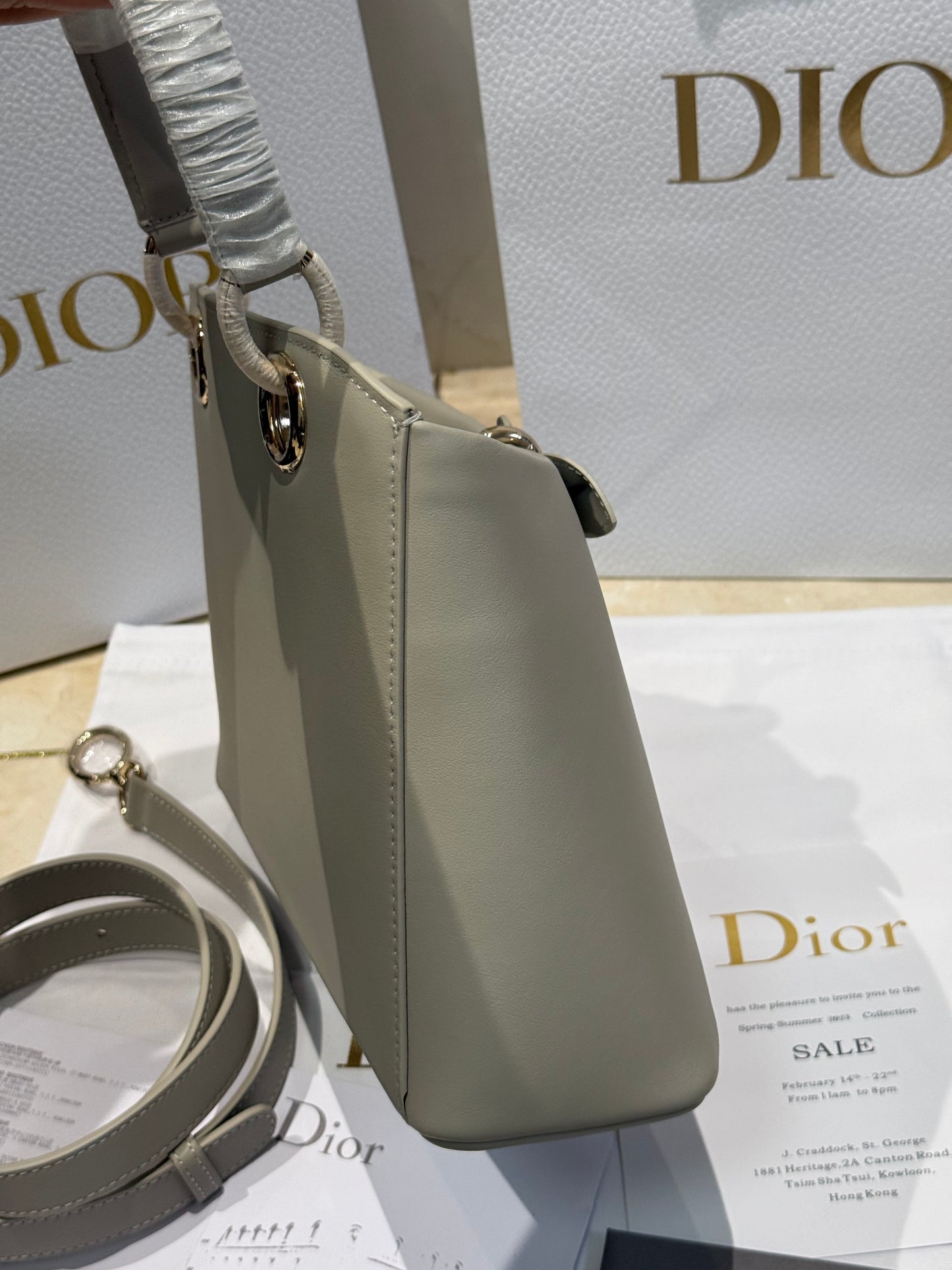 Dior Bow Tote Grey Gold Hardware DO0737 - Image 15