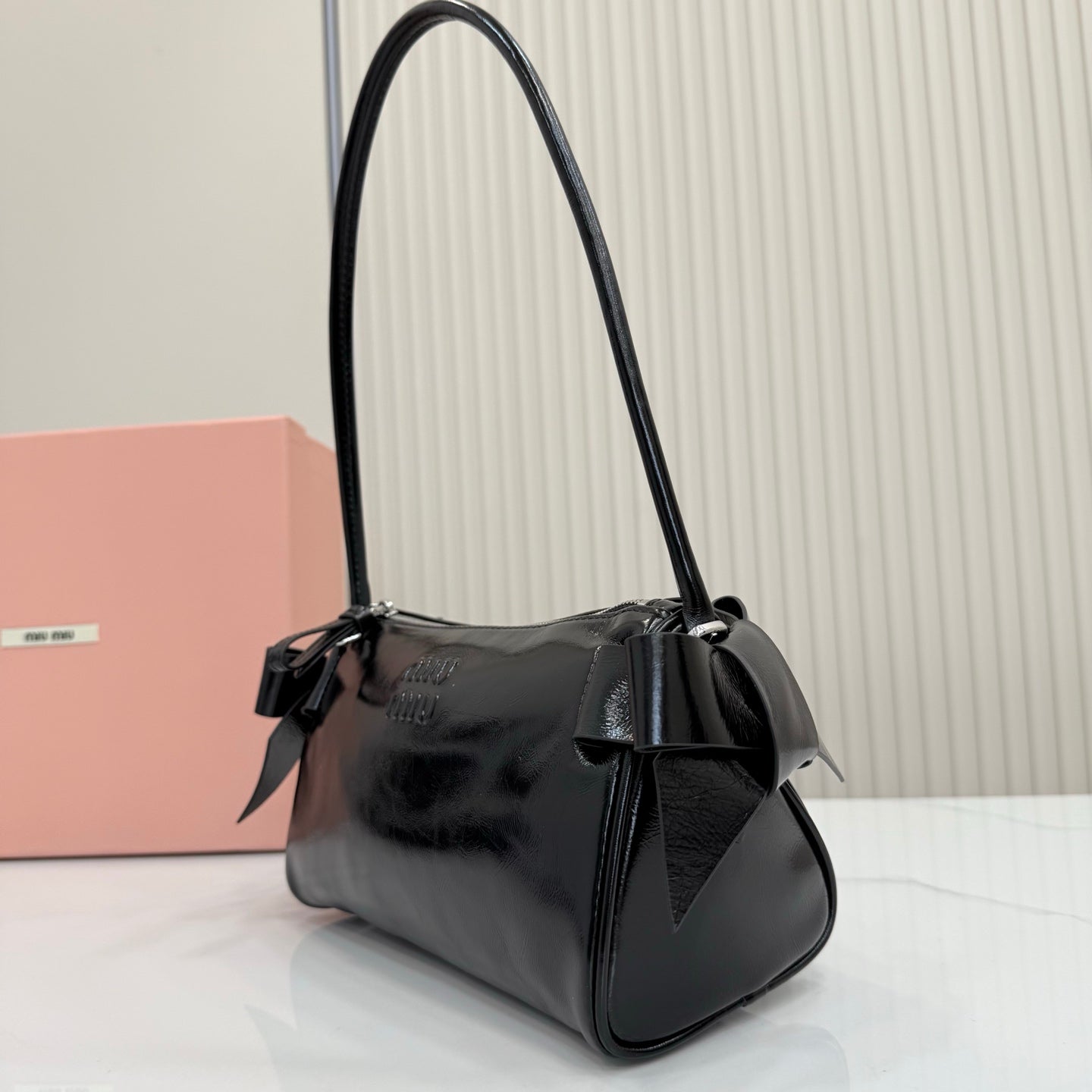 Miu Miu Classic Shoulder Bag Black Patent Leather 5NE029