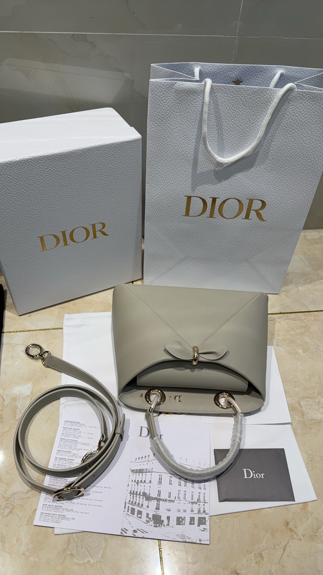 Dior Bow Tote Grey Gold Hardware DO0737 - Image 3