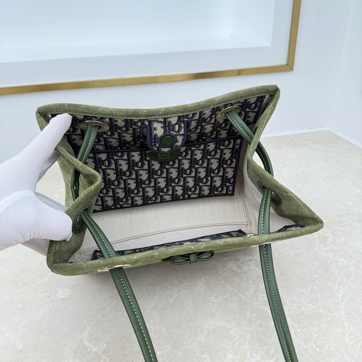Dior Small Promenade Shopping Bag Olive Green M1410