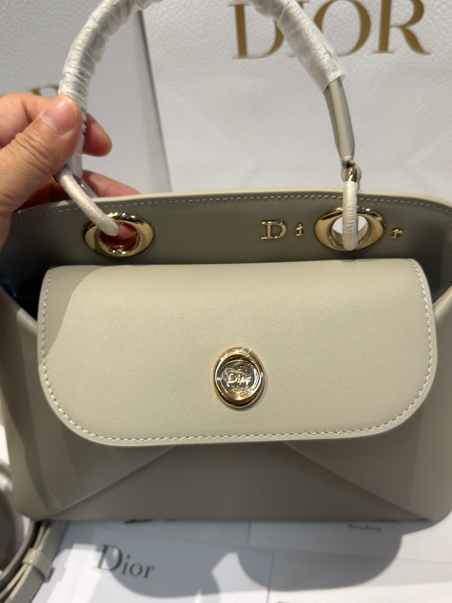 Dior Bow Tote Grey Gold Hardware DO0737 - Image 4