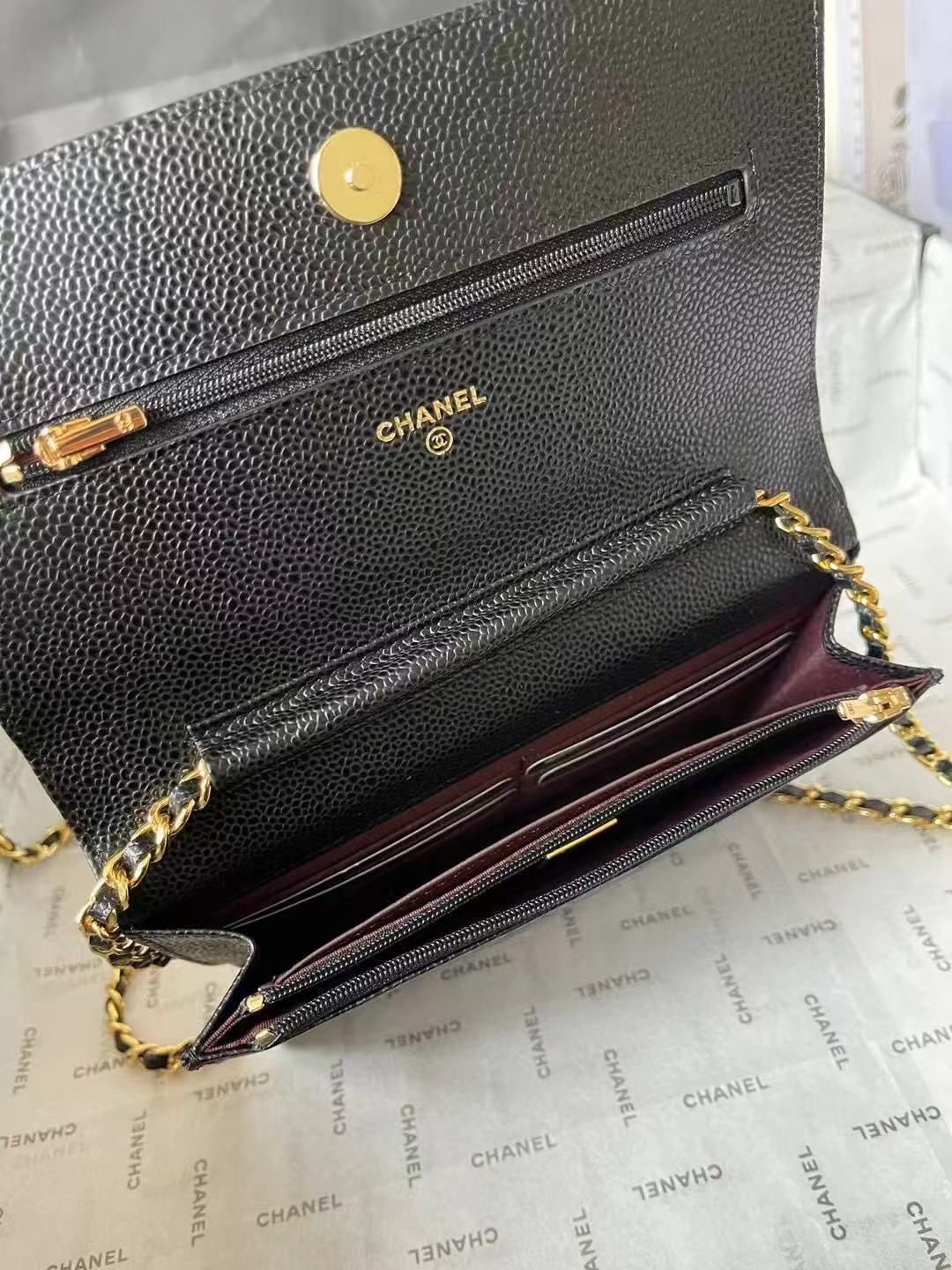 Chanel caviar clossbody bags  black CF WOC 0250