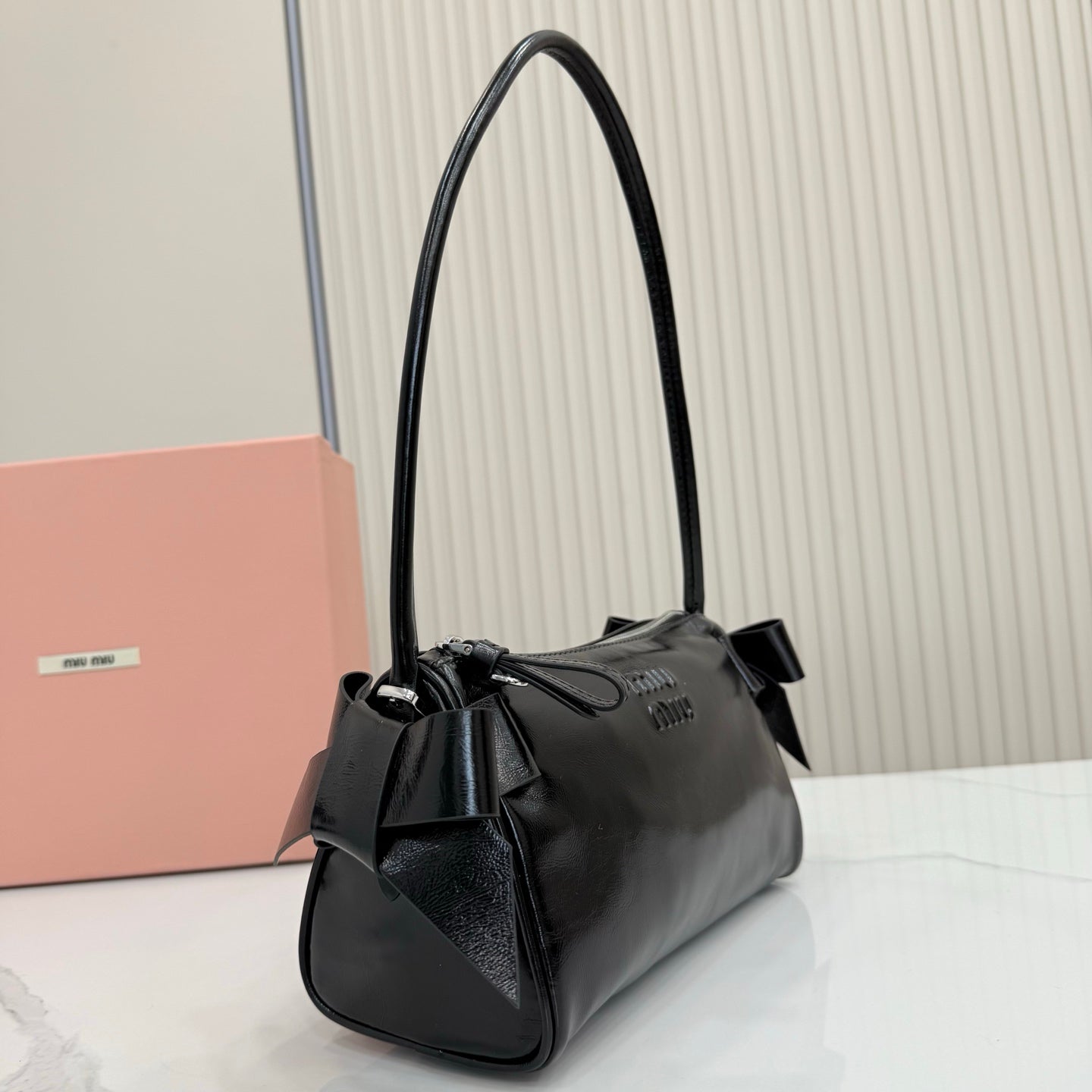 Miu Miu Classic Shoulder Bag Black Patent Leather 5NE029